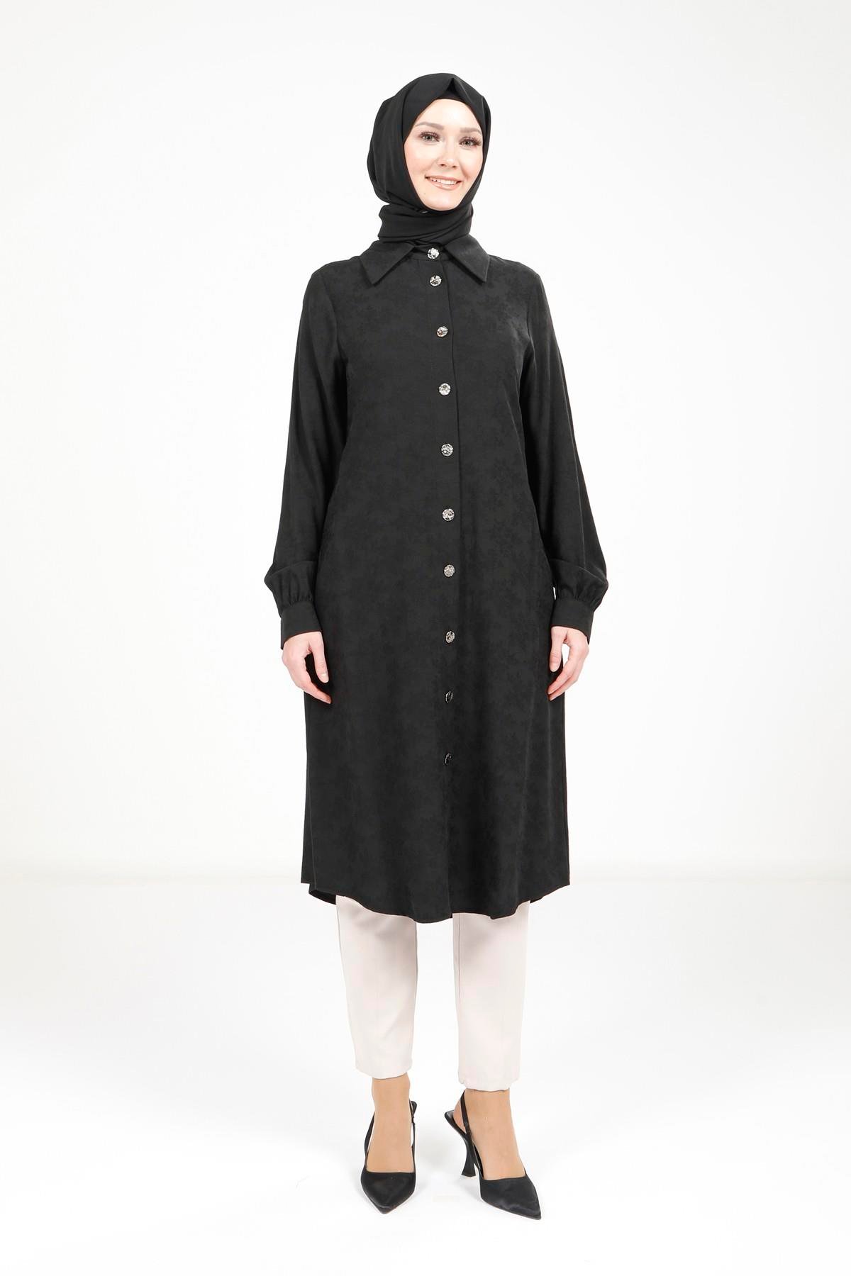 Beyza-9375 TUNİK A PİLELİ SİYAH