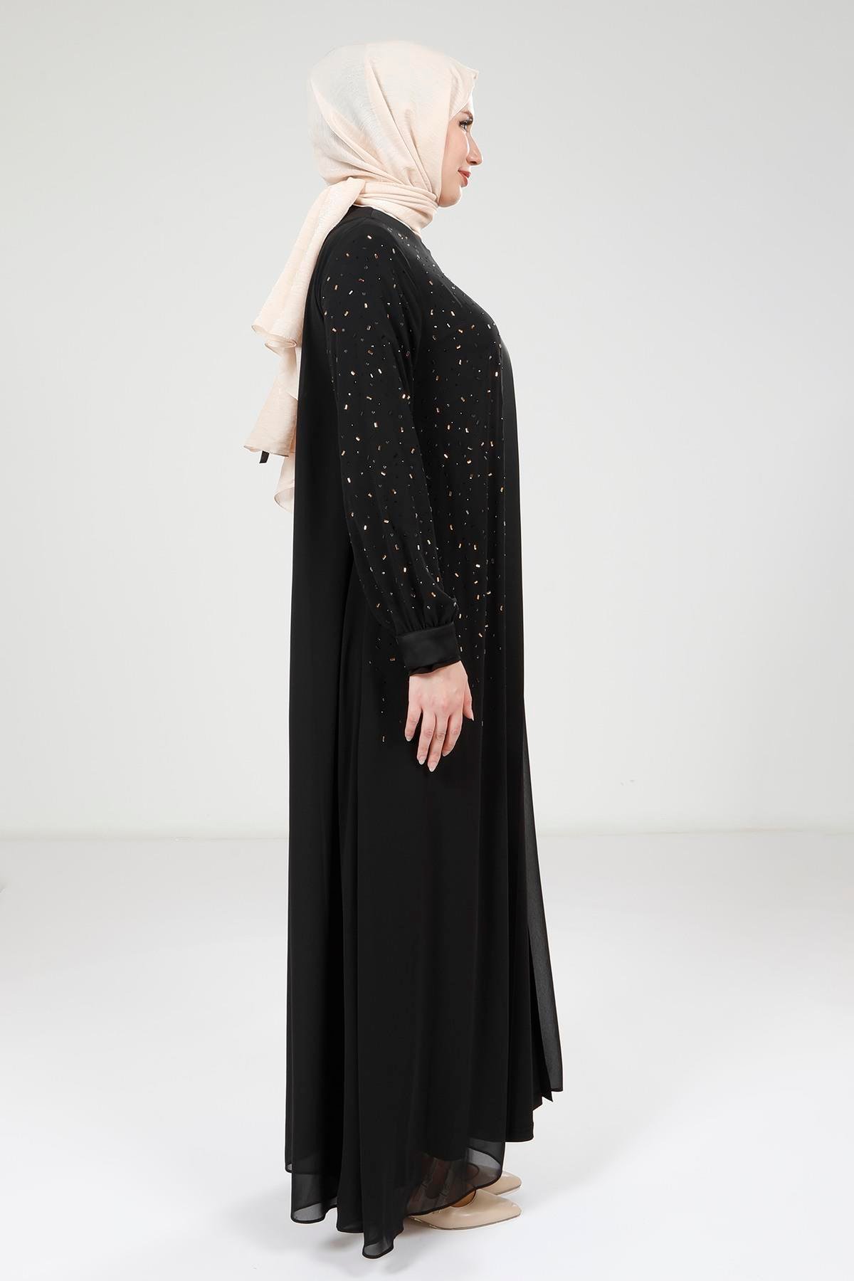 Beyza-9321 ABAYA ŞİFON SİYAH