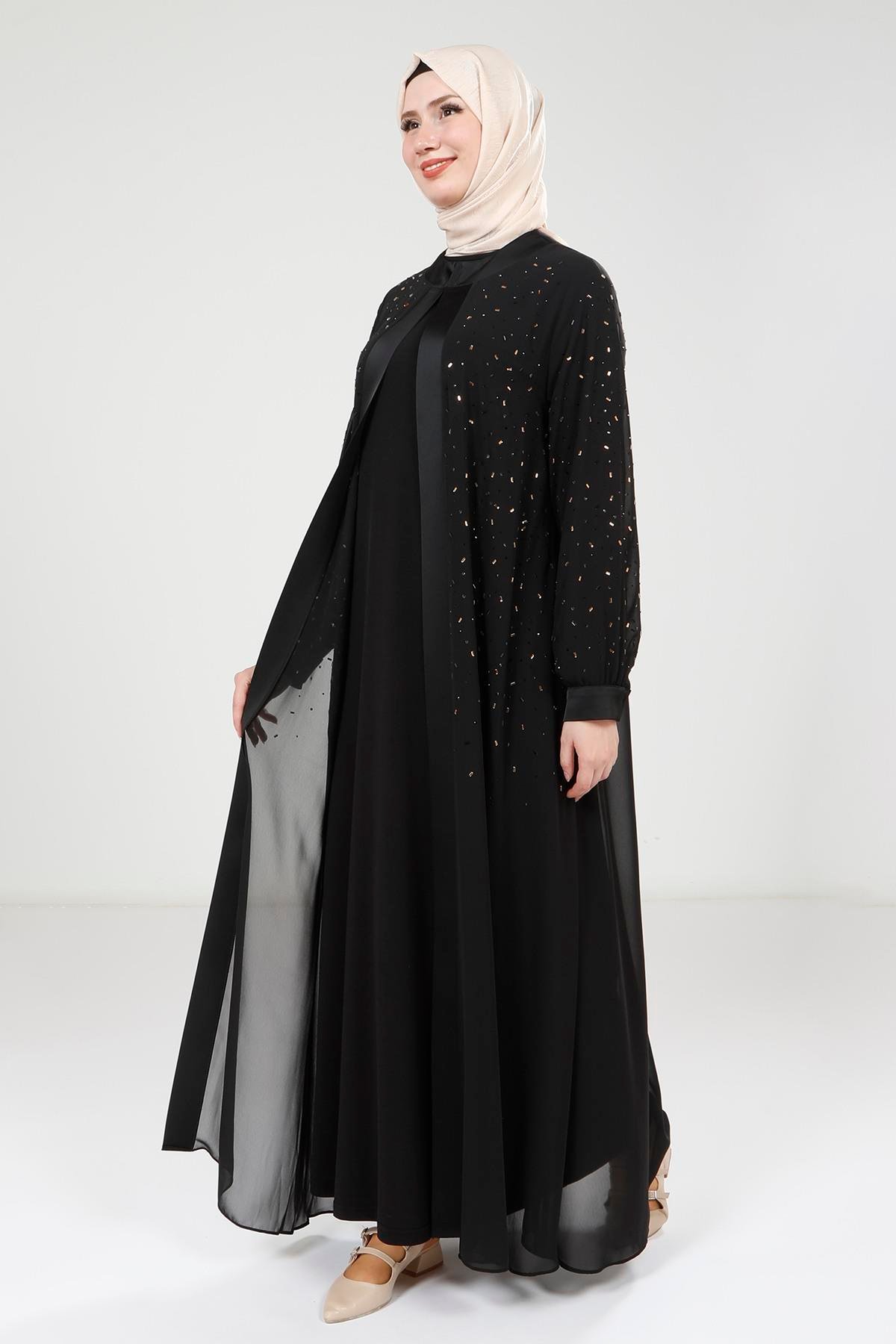 Beyza-9321 ABAYA ŞİFON SİYAH