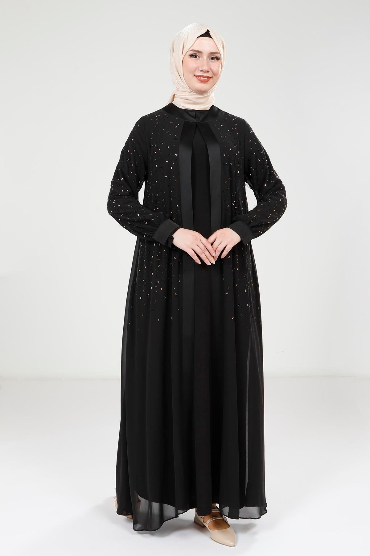 Beyza-9321 ABAYA ŞİFON SİYAH
