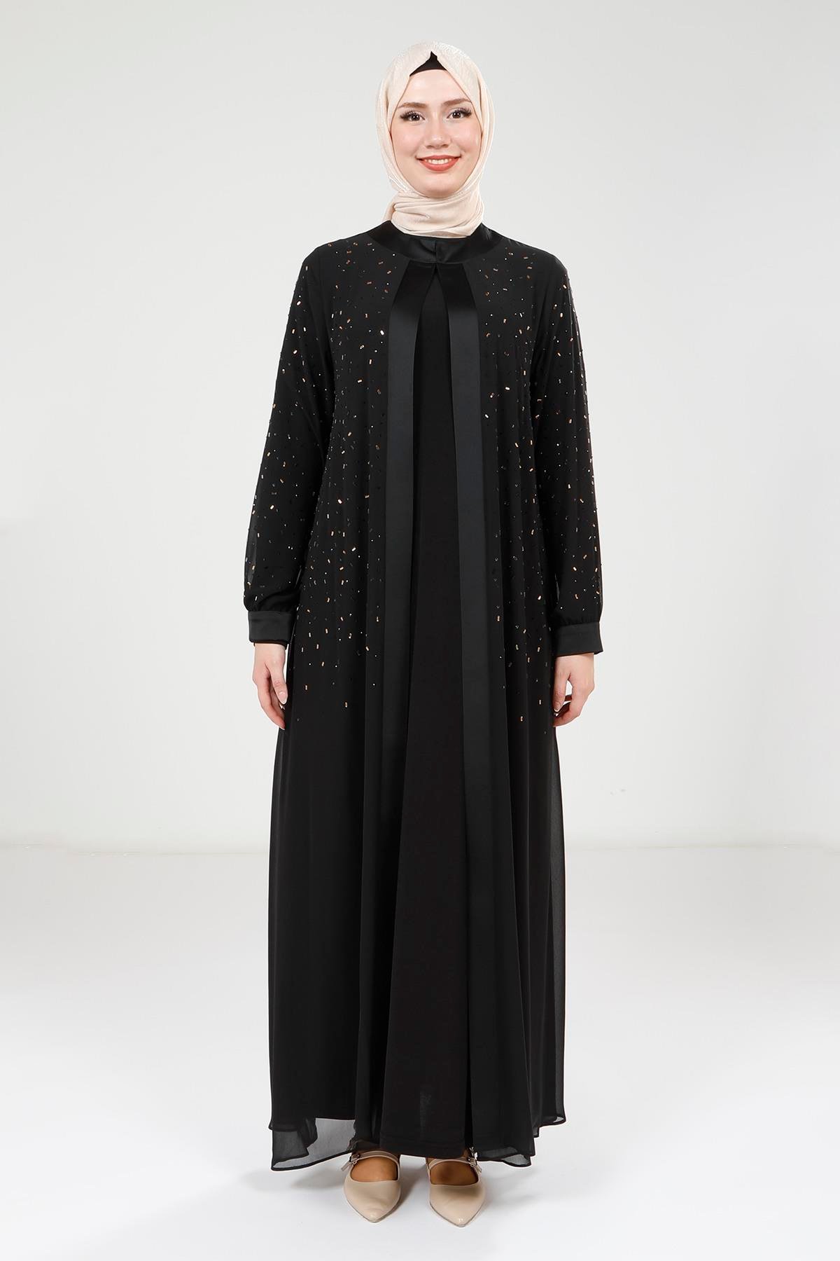 Beyza-9321 ABAYA ŞİFON SİYAH