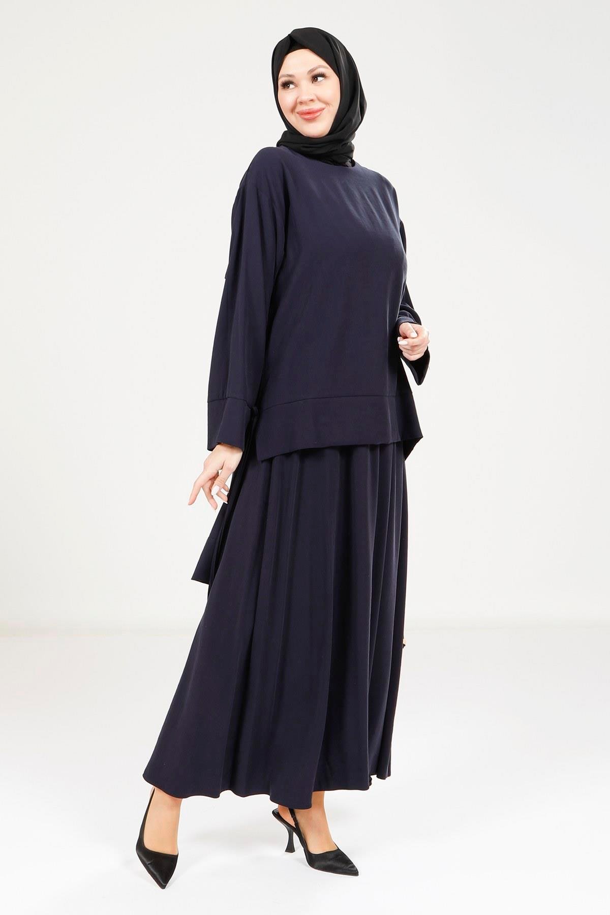 Beyza-9192 TUNİK ETEK LACİVERT