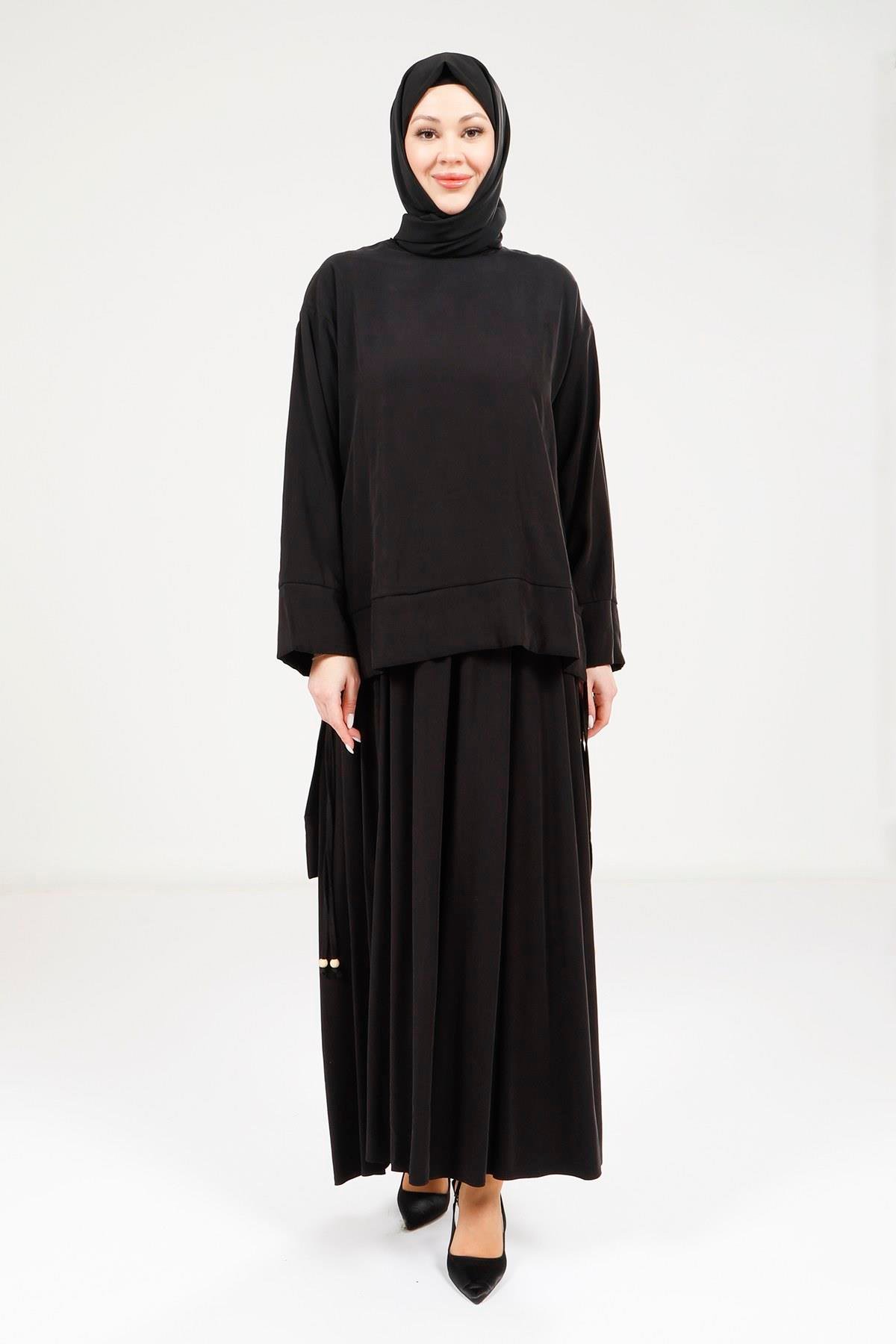 Beyza-9192 TUNİK ETEK SİYAH