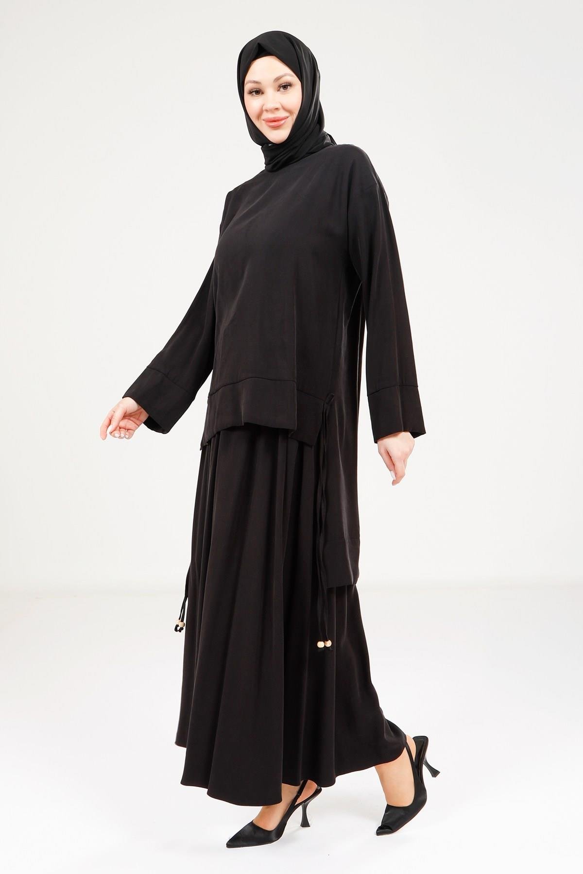 Beyza-9192 TUNİK ETEK SİYAH