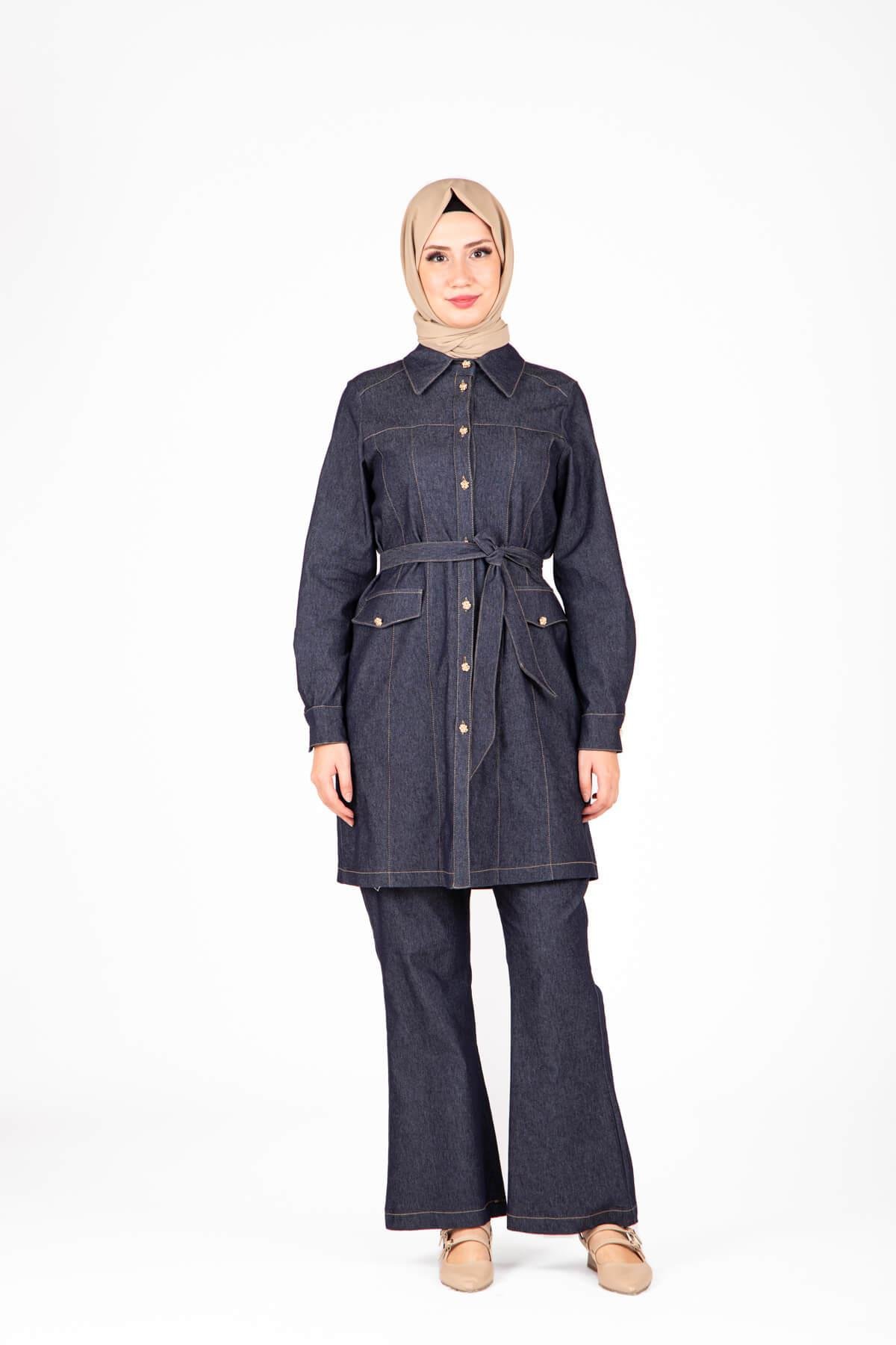 Beyza-9423 İKİLİ TKM PANT TUNİK DENİM
 LACİVERT