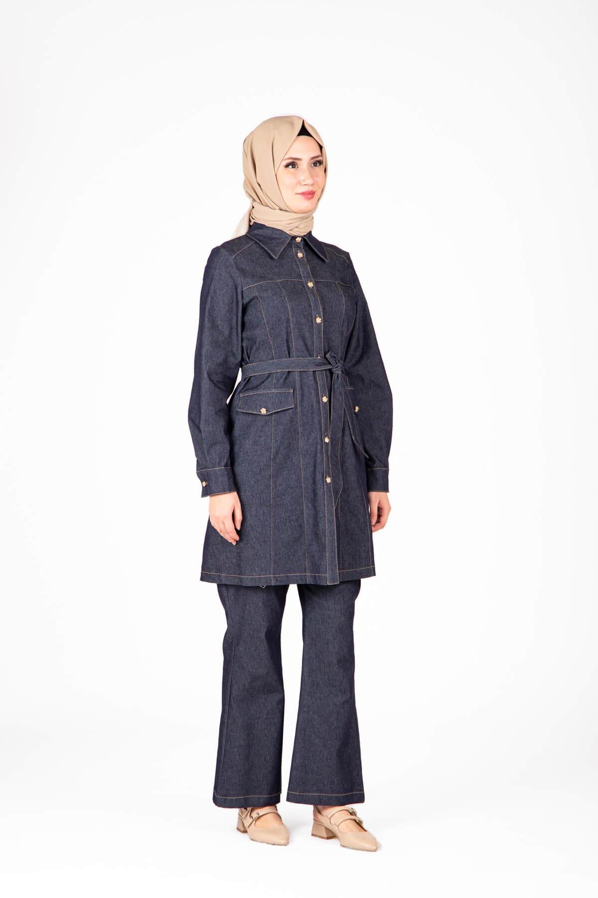 Beyza-9423 İKİLİ TKM PANT TUNİK DENİM
 LACİVERT