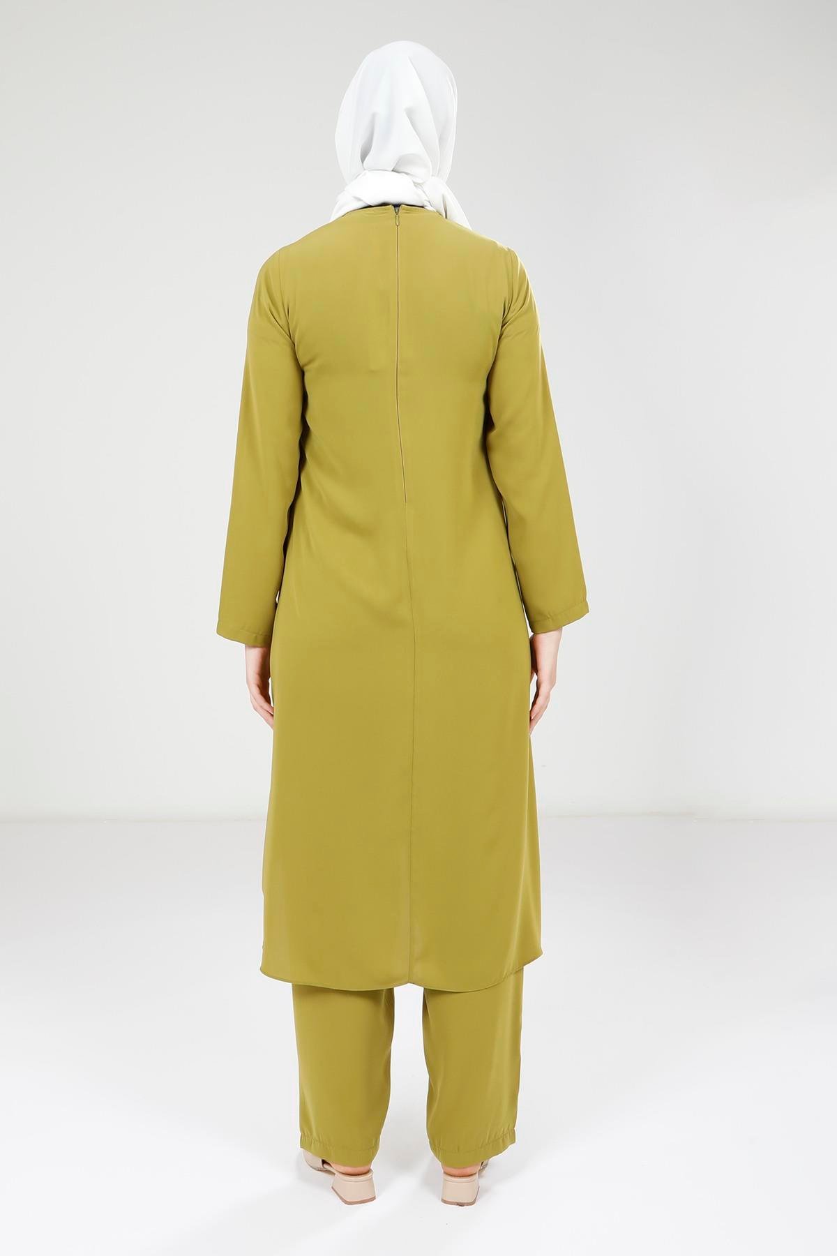 Beyza-9372 TUNİK PANTOLON YAĞ YEŞİLİ