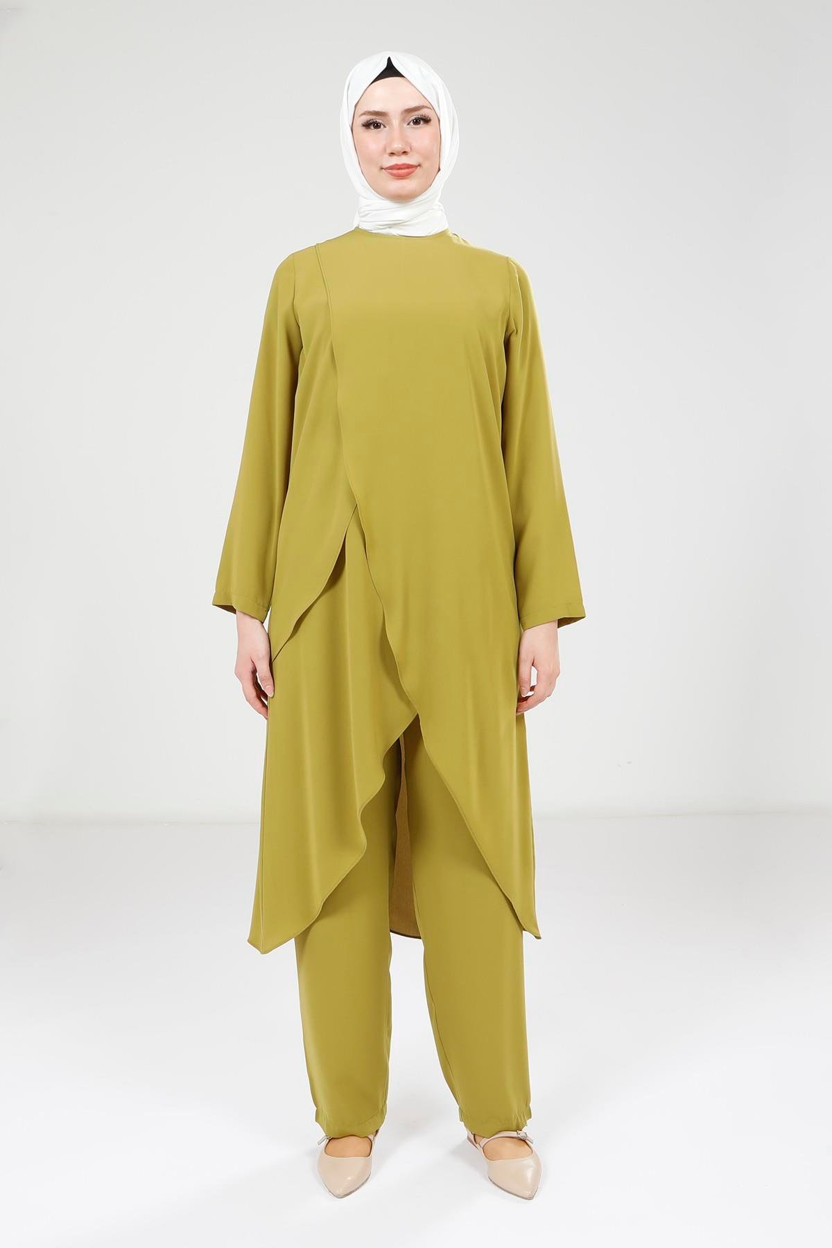 Beyza-9372 TUNİK PANTOLON YAĞ YEŞİLİ