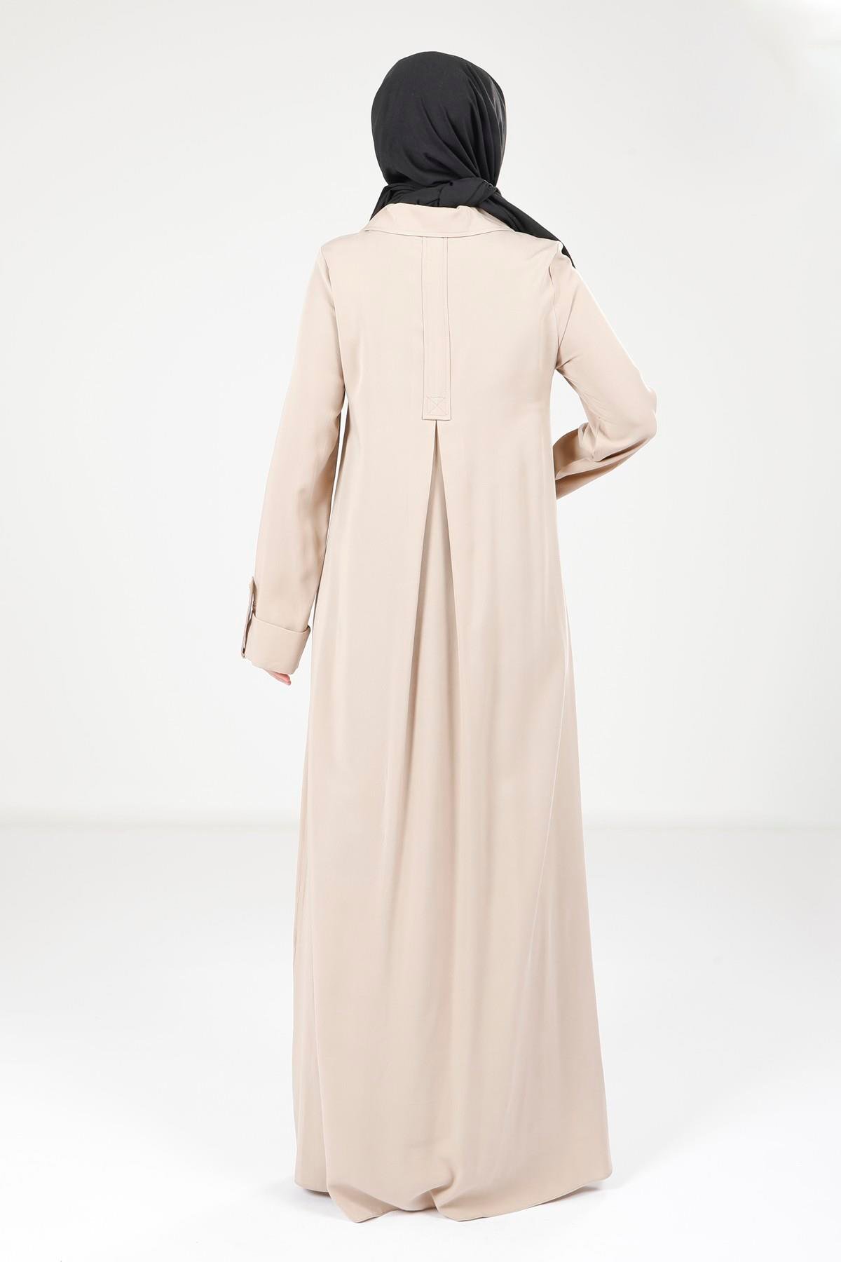 Beyza-9215 ELBİSE A PİLELİ BEJ