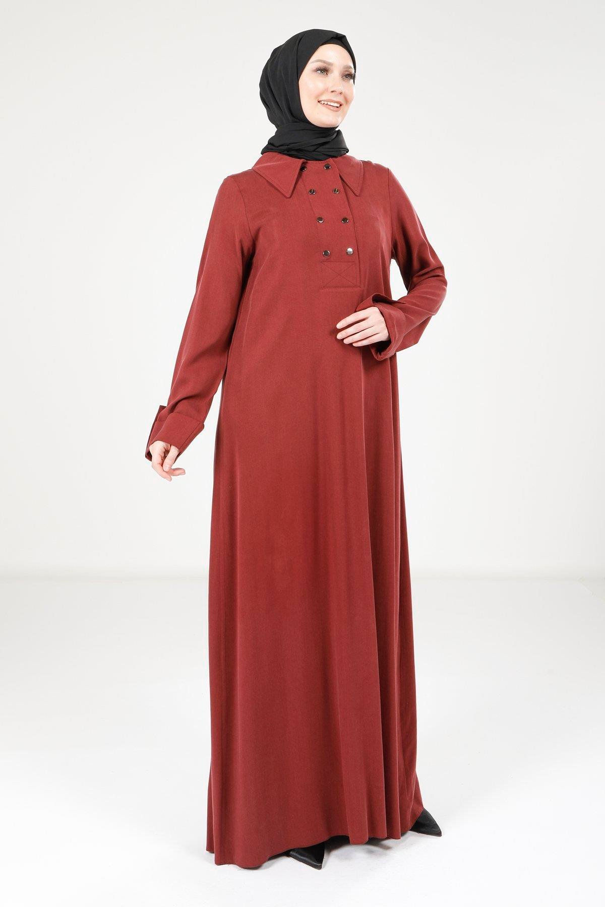 Beyza-9215 ELBİSE A PİLELİ BORDO