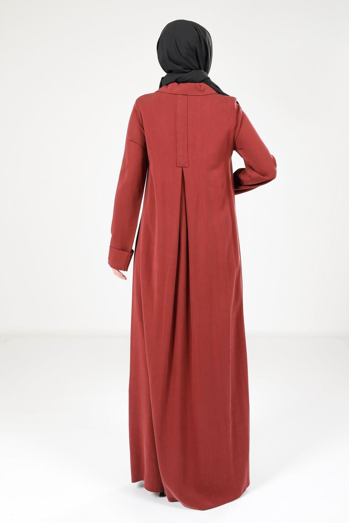 Beyza-9215 ELBİSE A PİLELİ BORDO