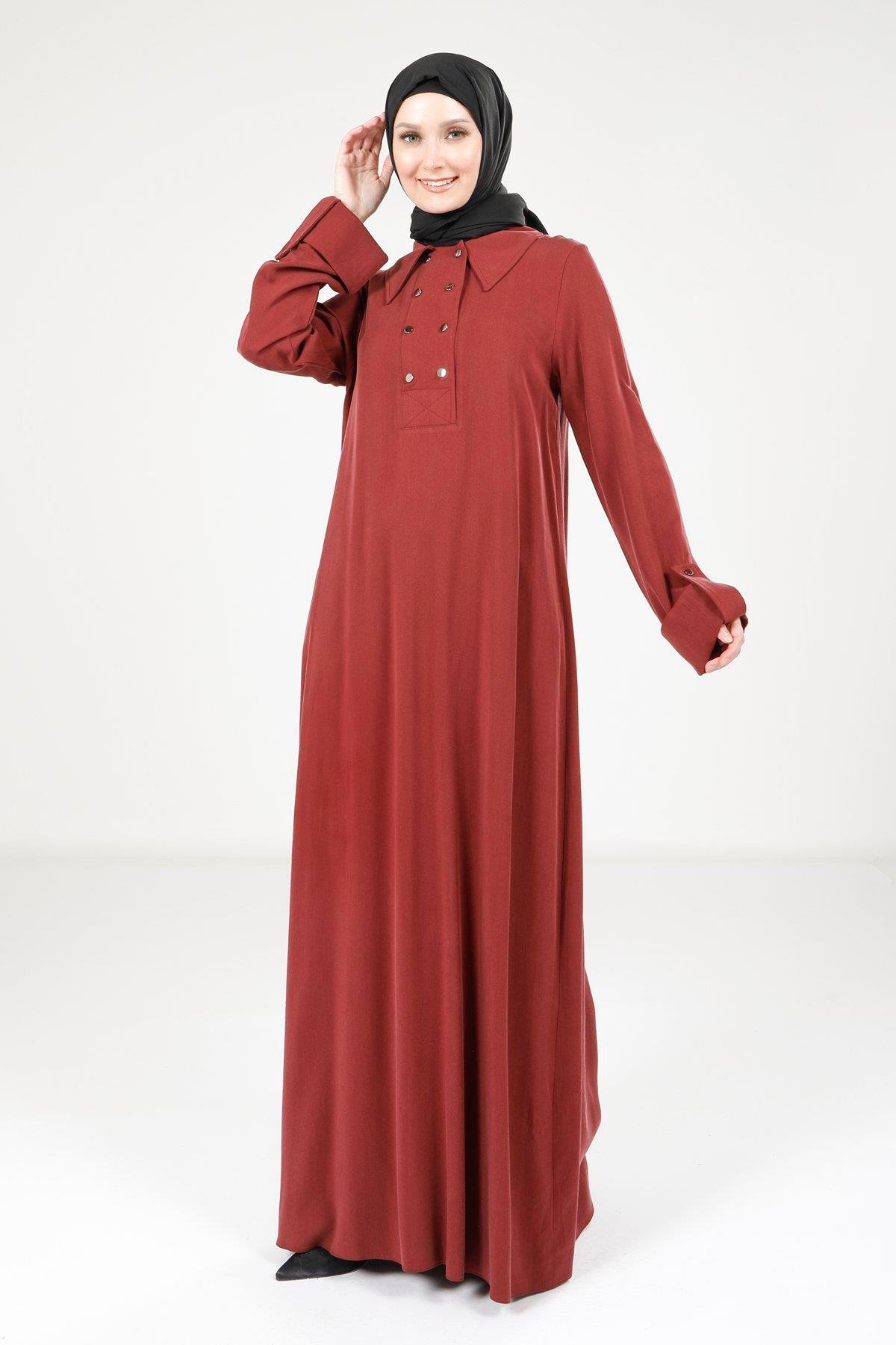 Beyza-9215 ELBİSE A PİLELİ BORDO