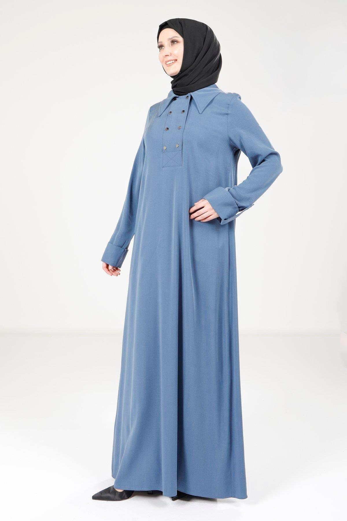 Beyza-9215 ELBİSE A PİLELİ İNDİGO