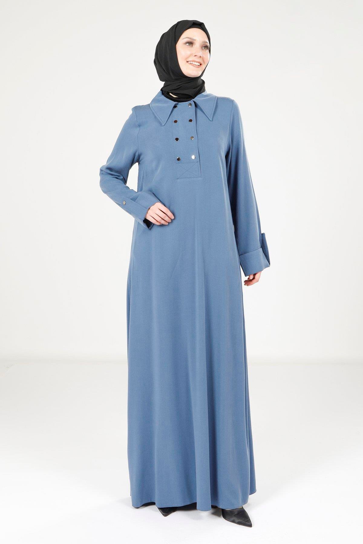 Beyza-9215 ELBİSE A PİLELİ İNDİGO
