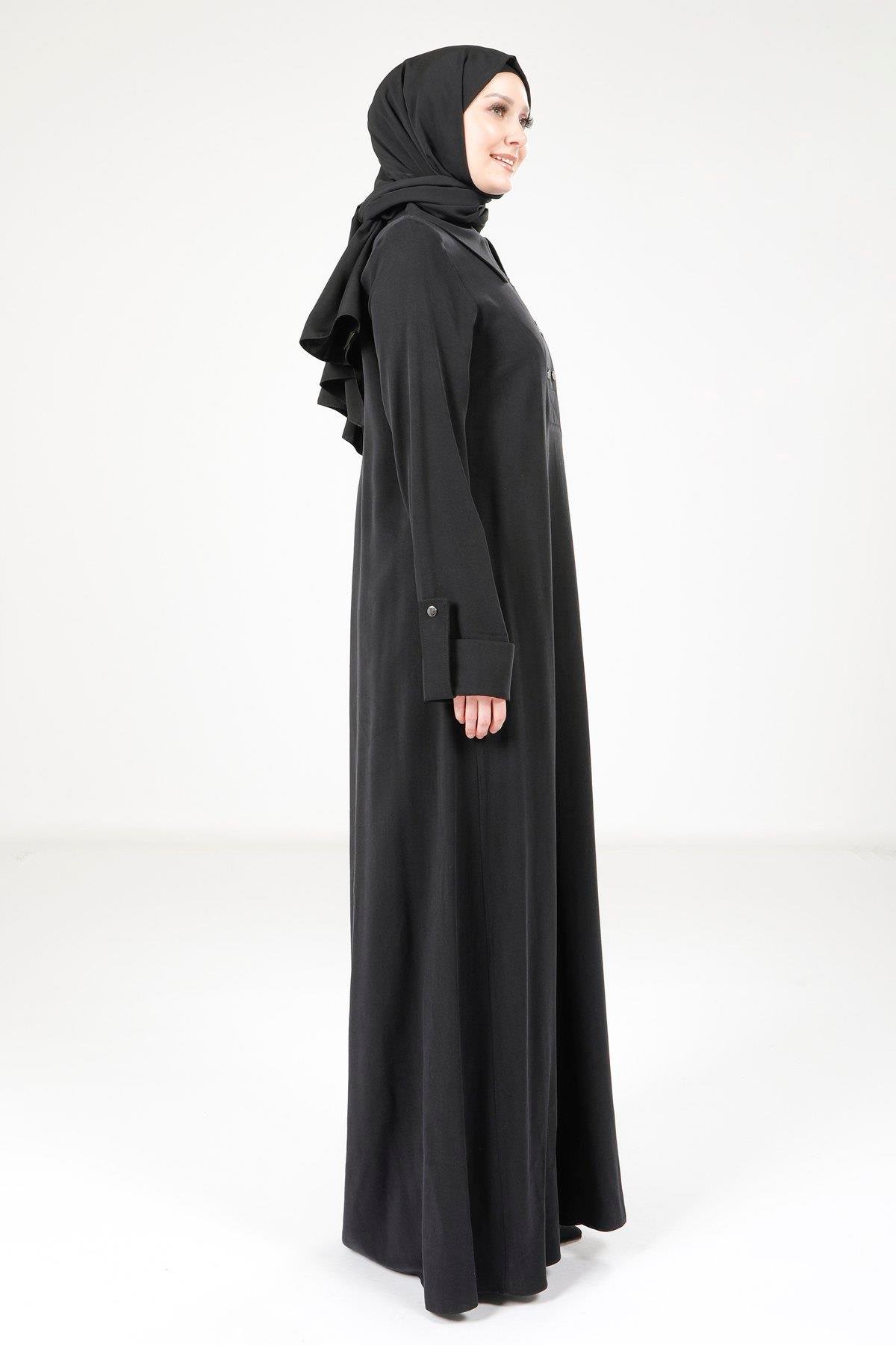 Beyza-9215 ELBİSE A PİLELİ SİYAH