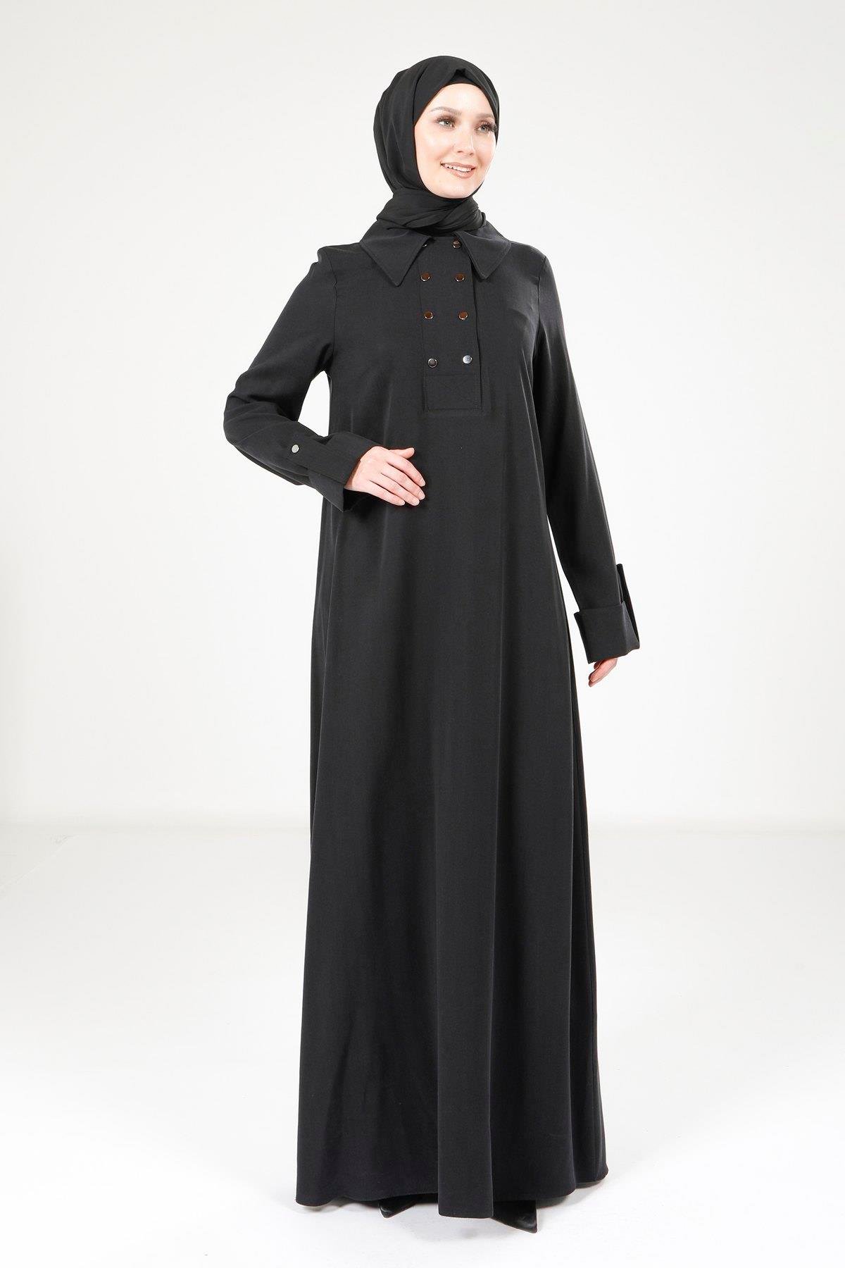 Beyza-9215 ELBİSE A PİLELİ SİYAH