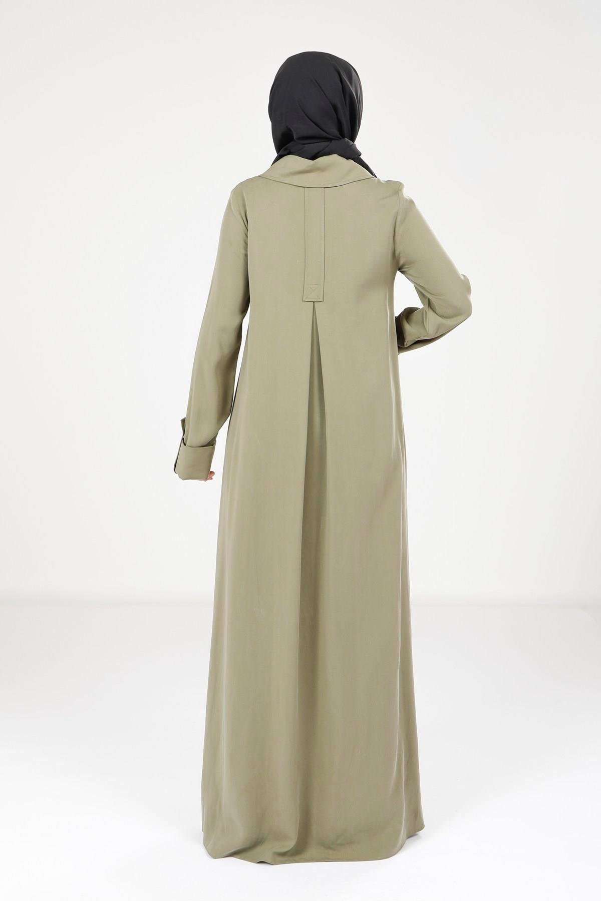 Beyza-9215 ELBİSE A PİLELİ YAĞ YEŞİLİ