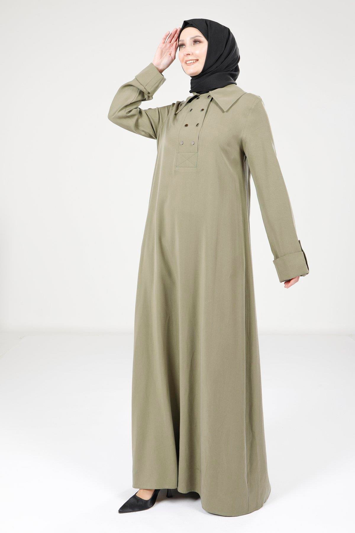 Beyza-9215 ELBİSE A PİLELİ YAĞ YEŞİLİ