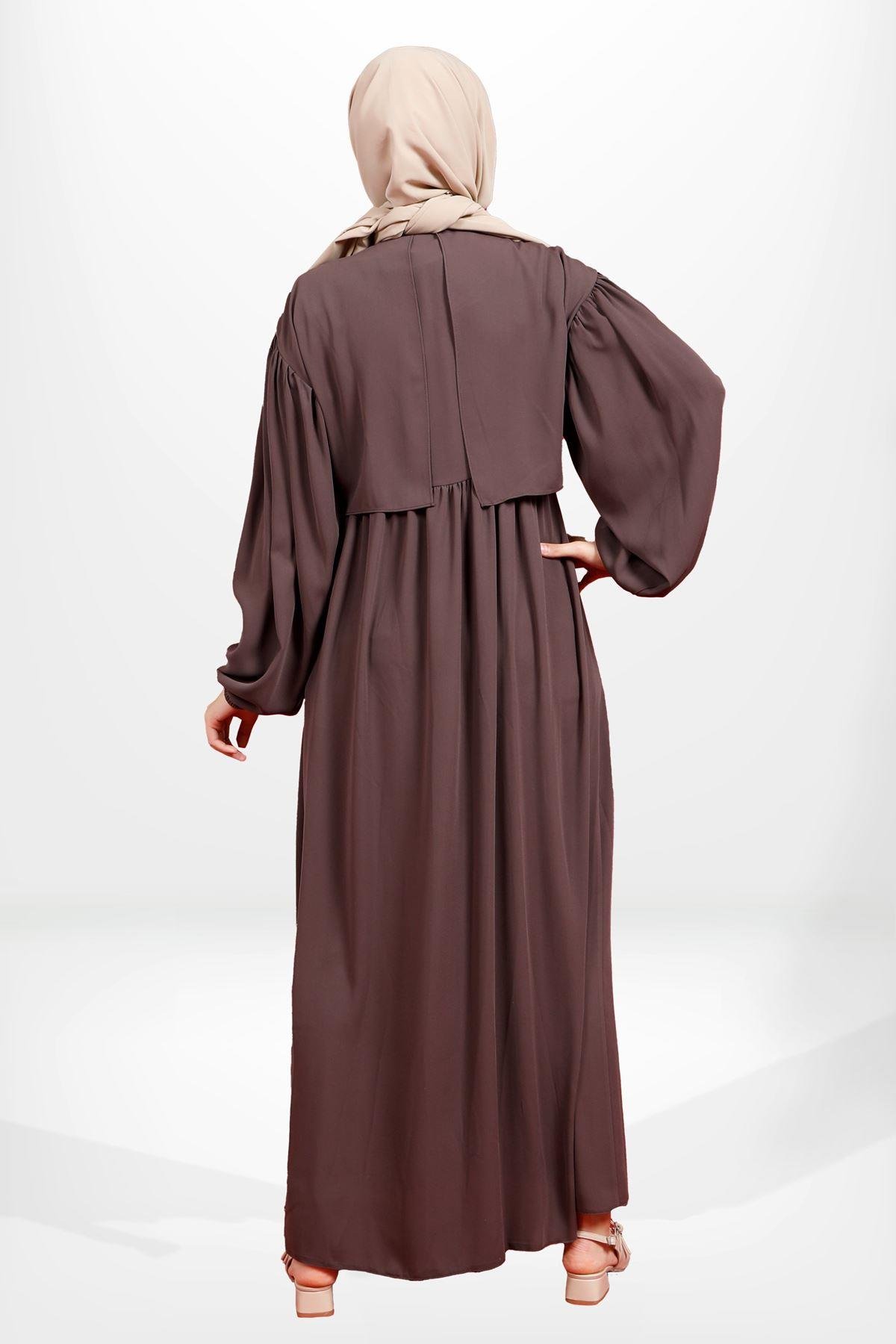 Beyza-3918 FERACE BOLEROLU KAHVE