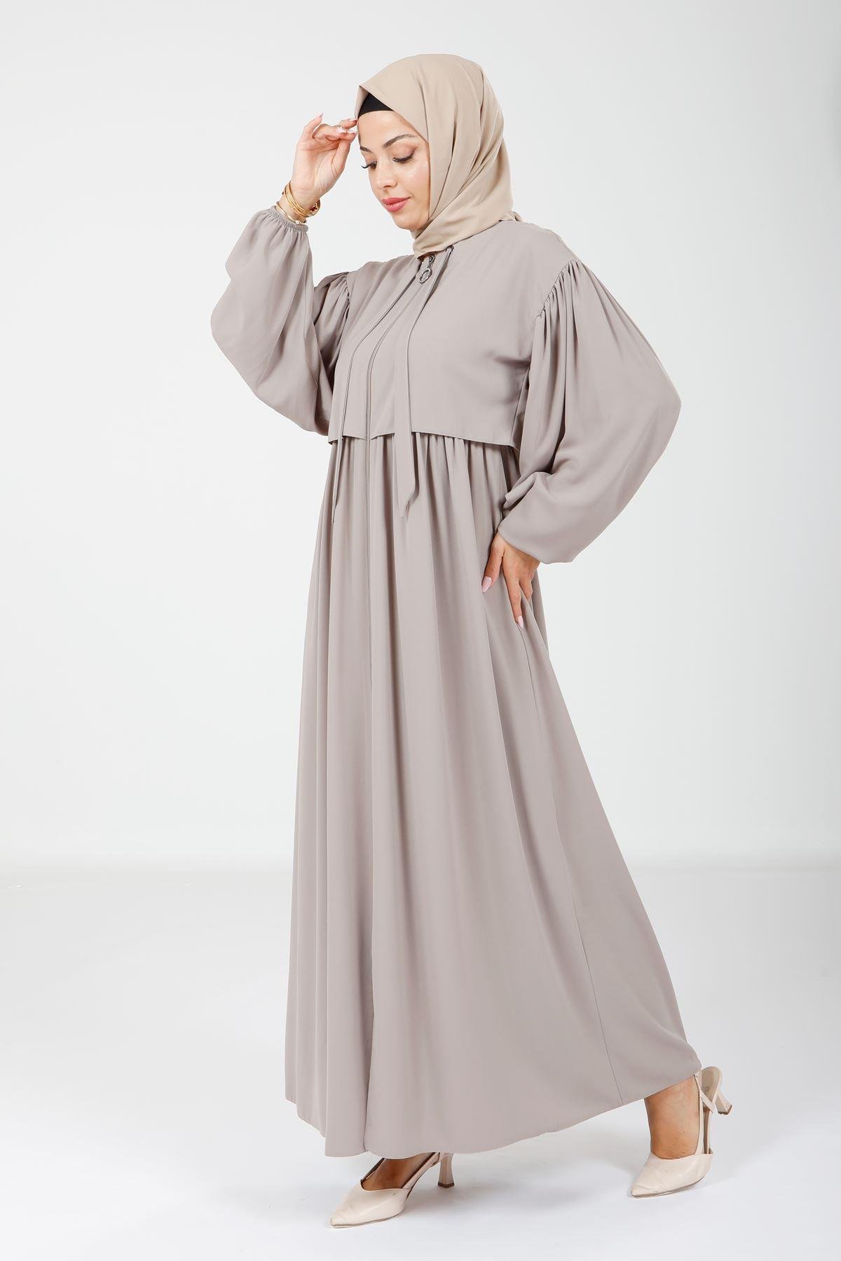 Beyza-3918 FERACE BOLEROLU BEJ