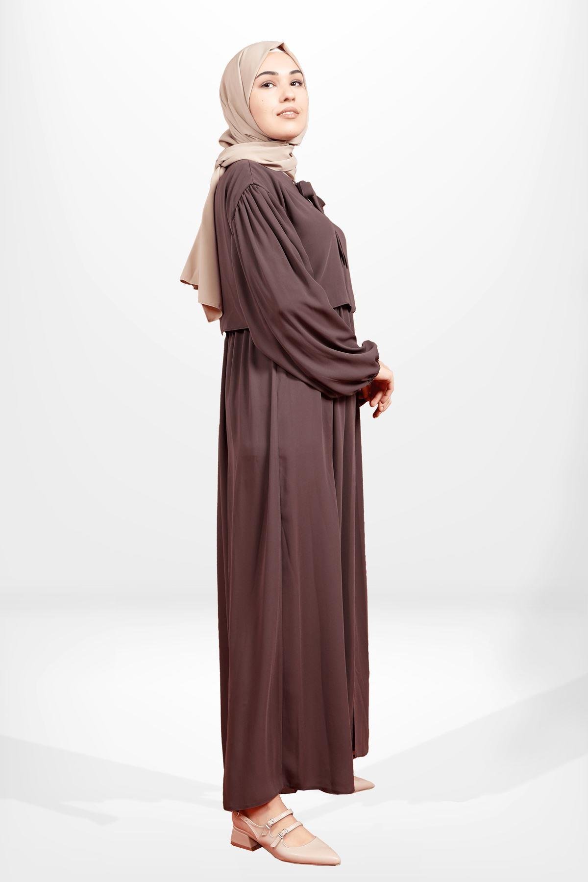 Beyza-3918 FERACE BOLEROLU KAHVE