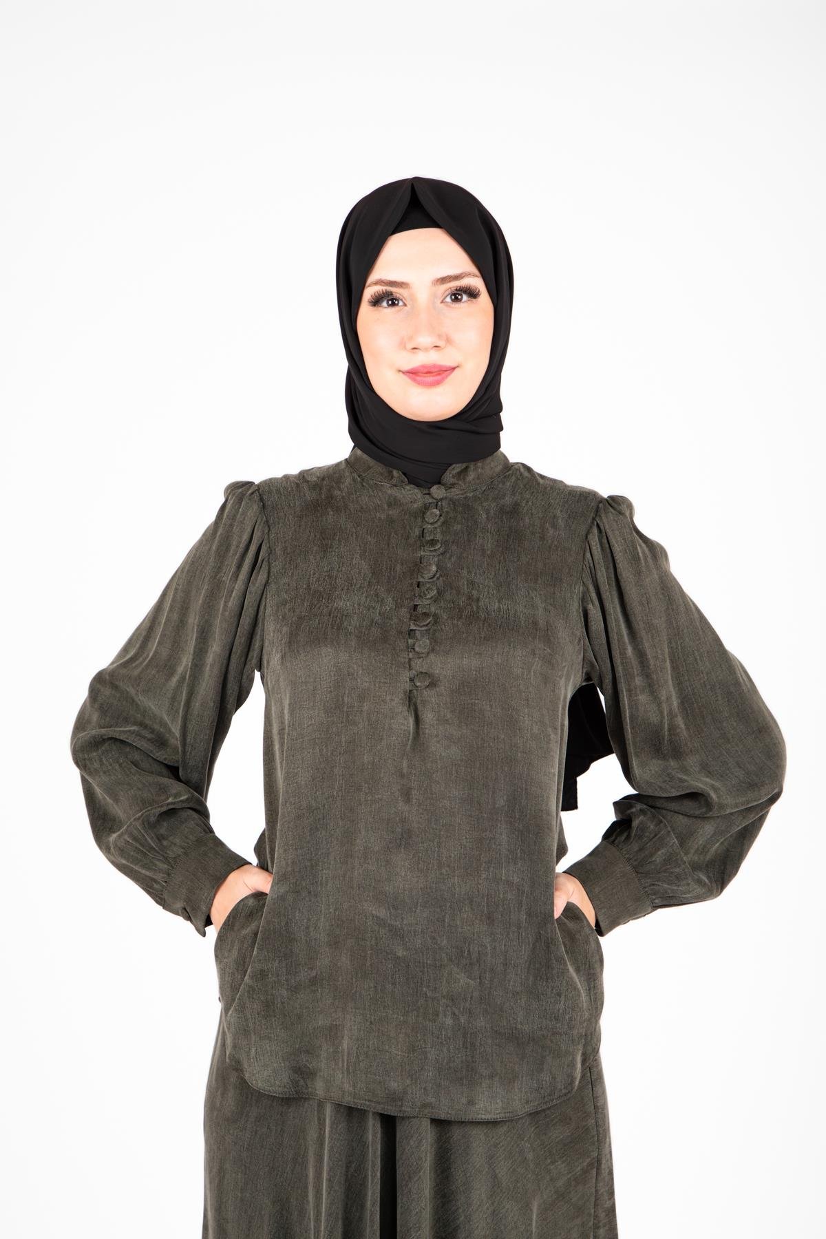 Beyza-9414 İKİLİ TKM ETEK BLUZ 
 HAKİ