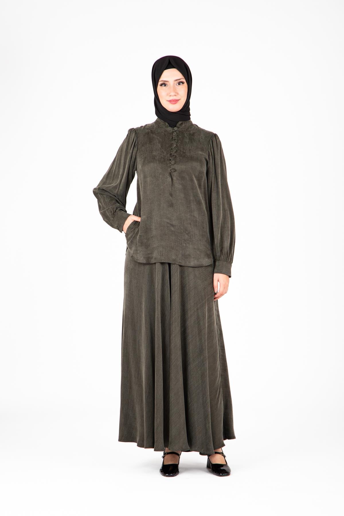 Beyza-9414 İKİLİ TKM ETEK BLUZ 
 HAKİ