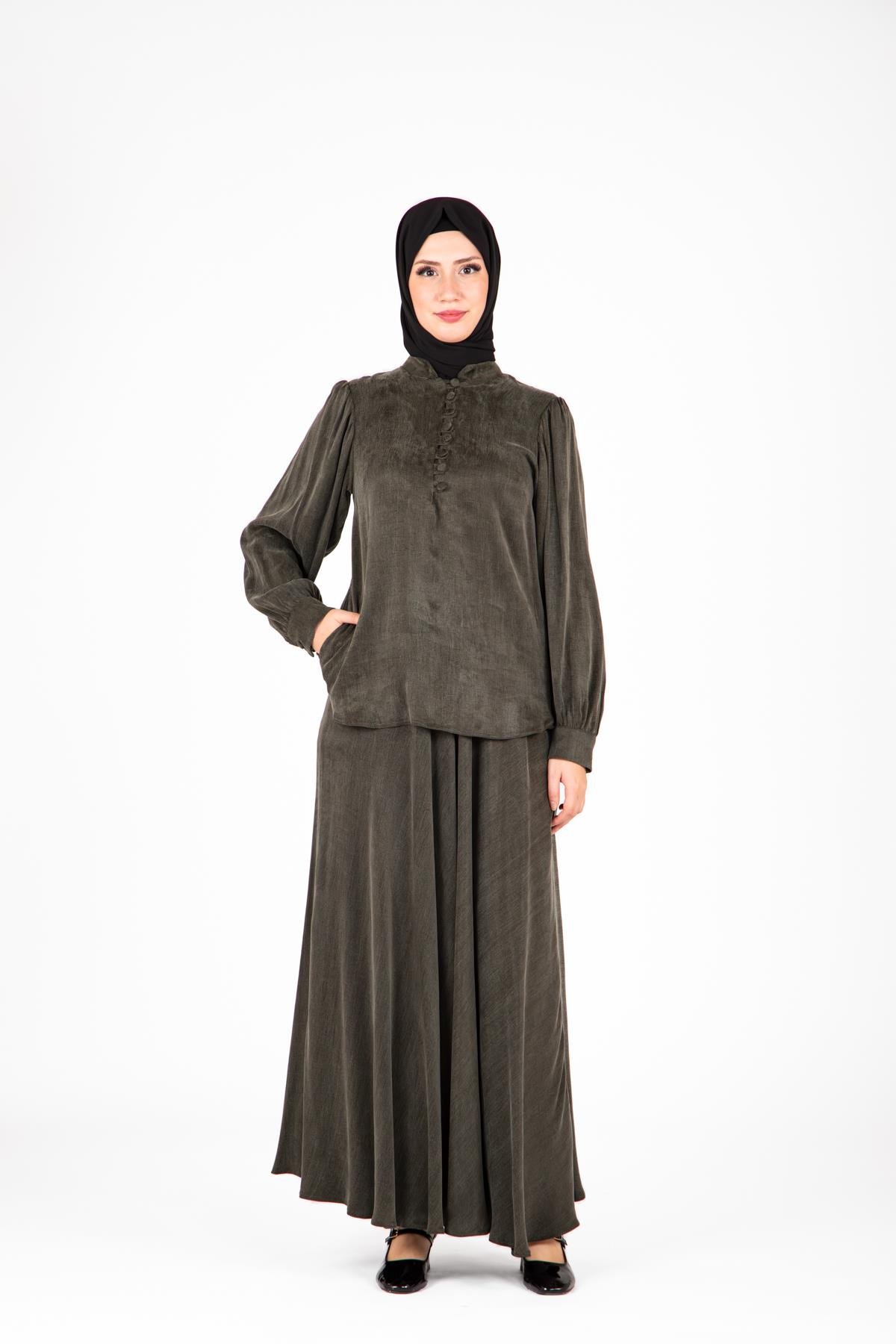 Beyza-9414 İKİLİ TKM ETEK BLUZ 
 HAKİ