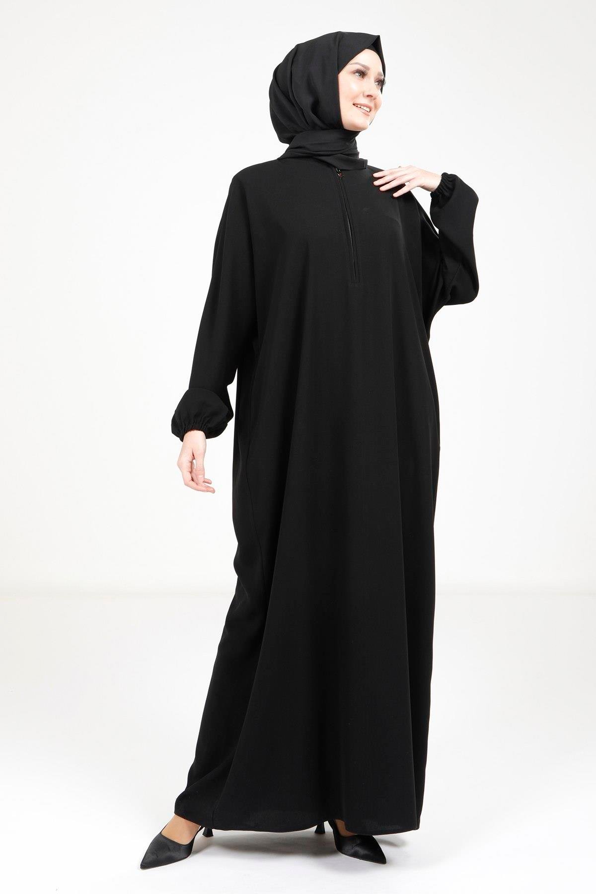 Beyza-9223 ELBİSE YARASA SİYAH