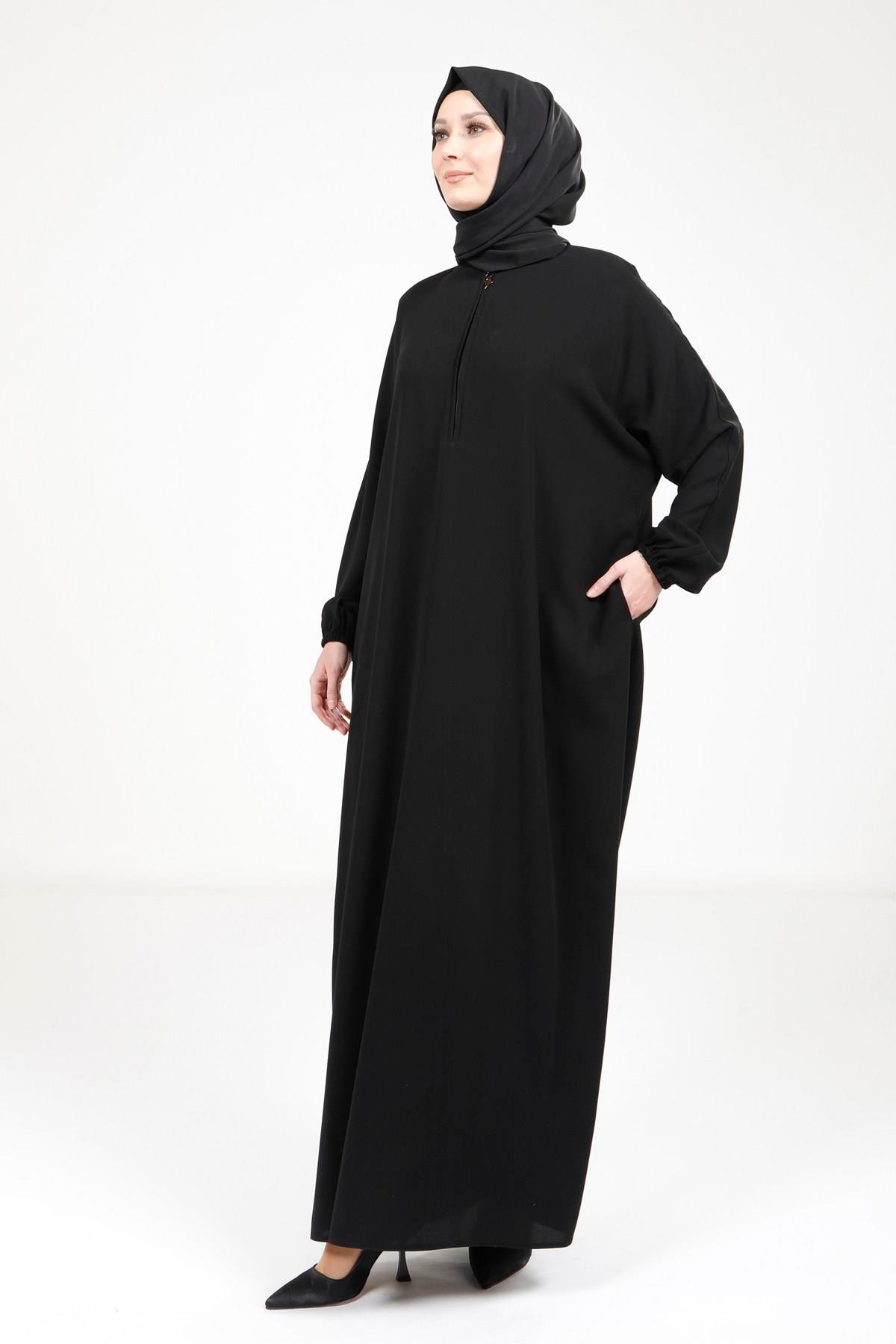 Beyza-9223 ELBİSE YARASA SİYAH