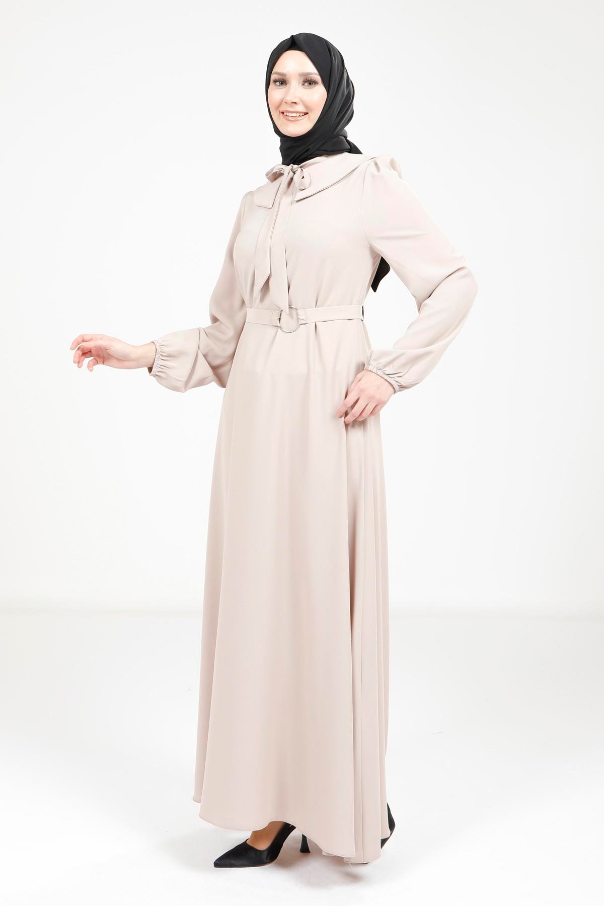 Beyza-5646 ELBİSE BEJ