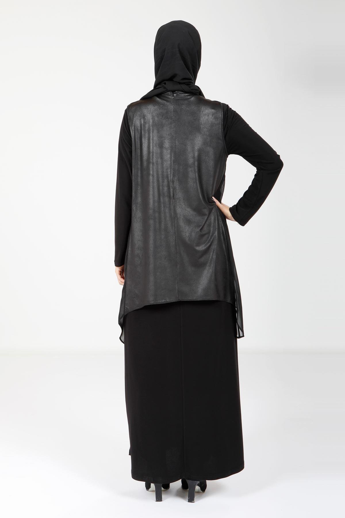 Beyza-9072 ELBİSE YELEKLİ SİYAH