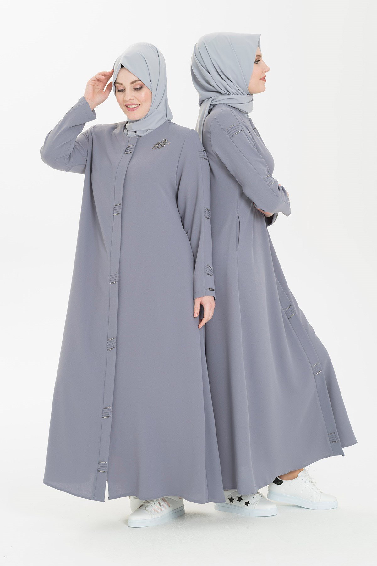 Beyza-ALİYE FERACE GRİ KUM KREP