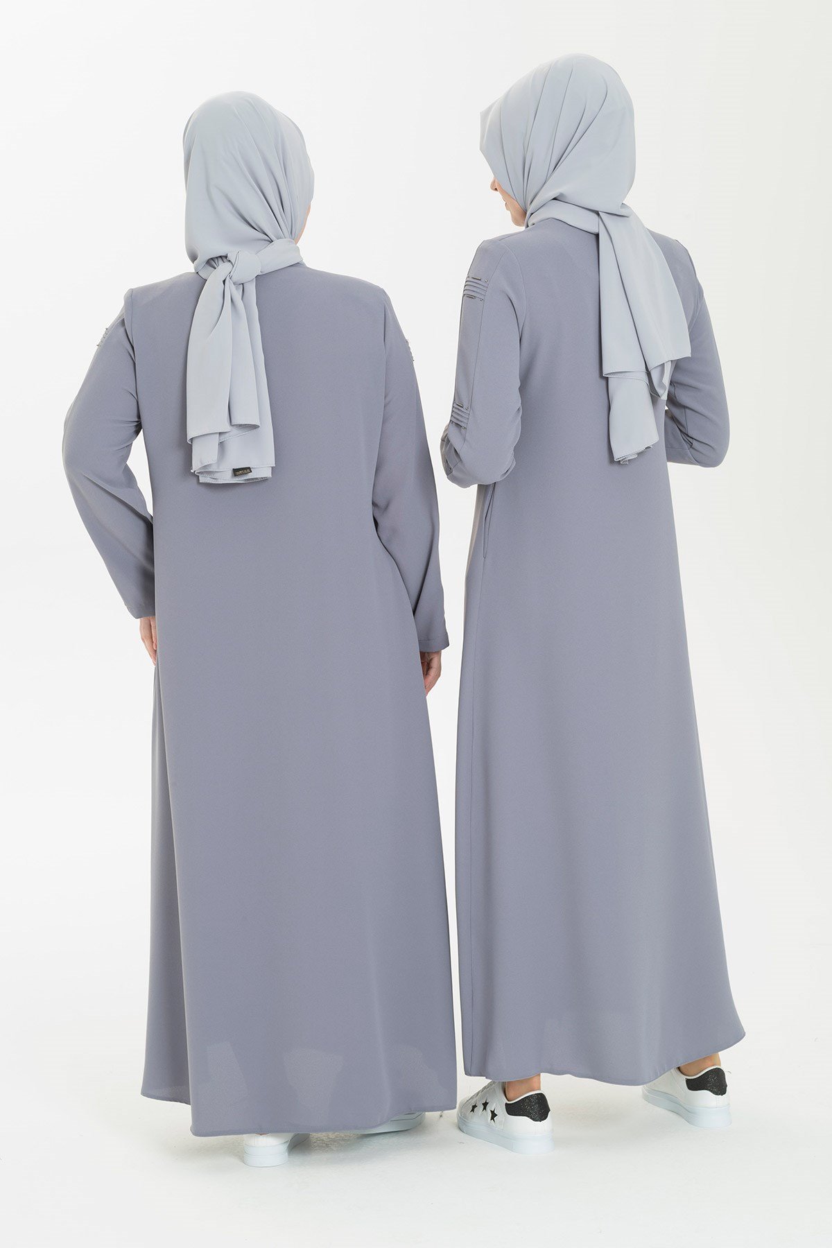 Beyza-ALİYE FERACE GRİ KUM KREP