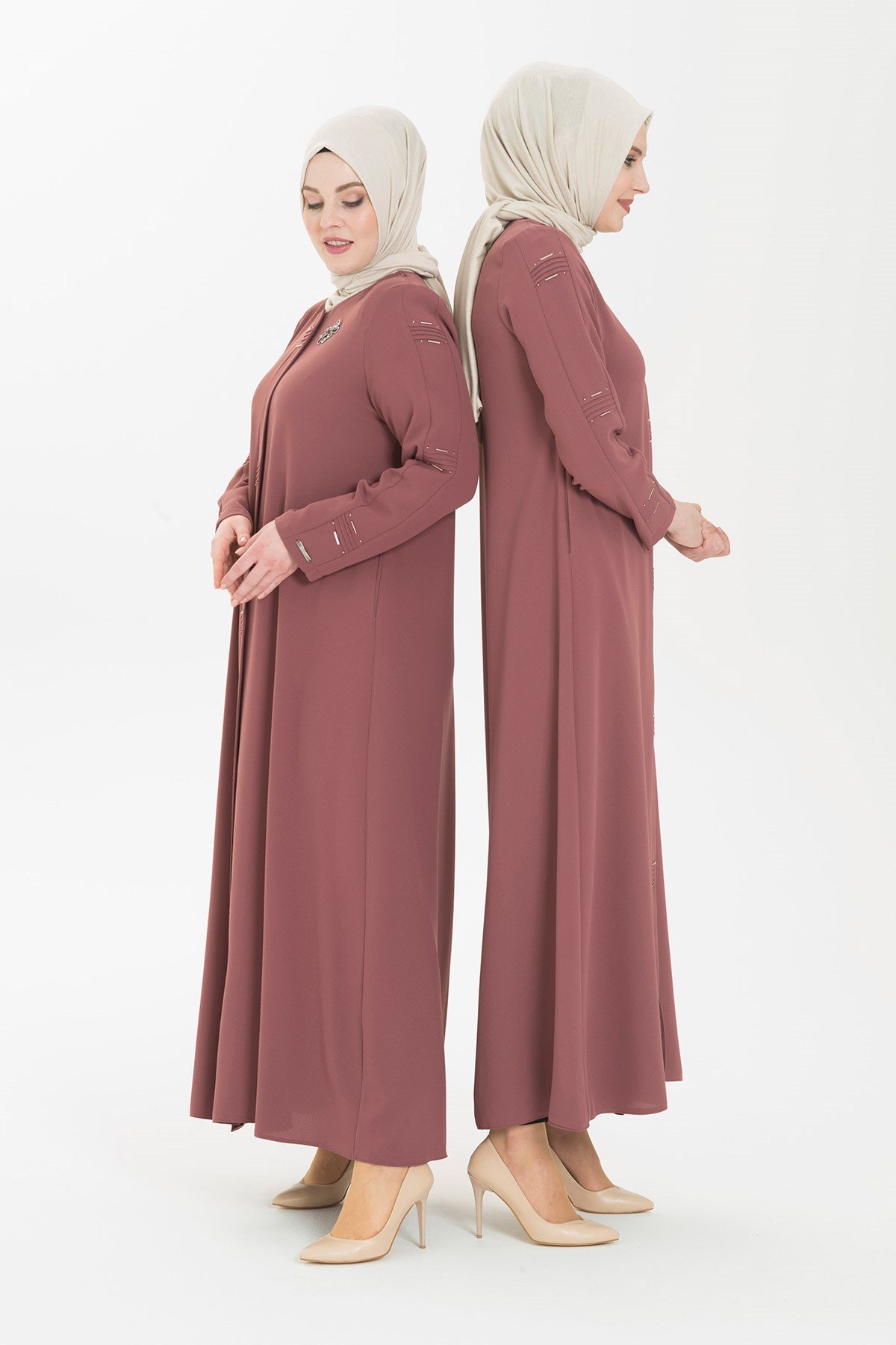 Beyza-ALİYE FERACE GÜL KURUSU KUM KREP