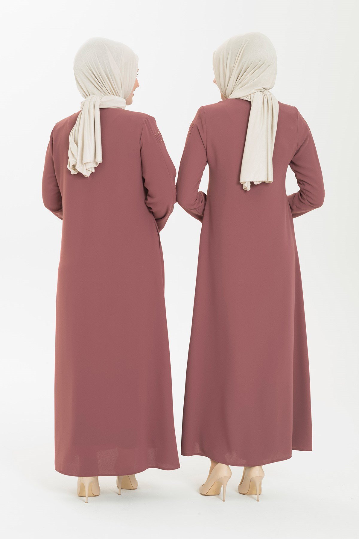 Beyza-ALİYE FERACE GÜL KURUSU KUM KREP