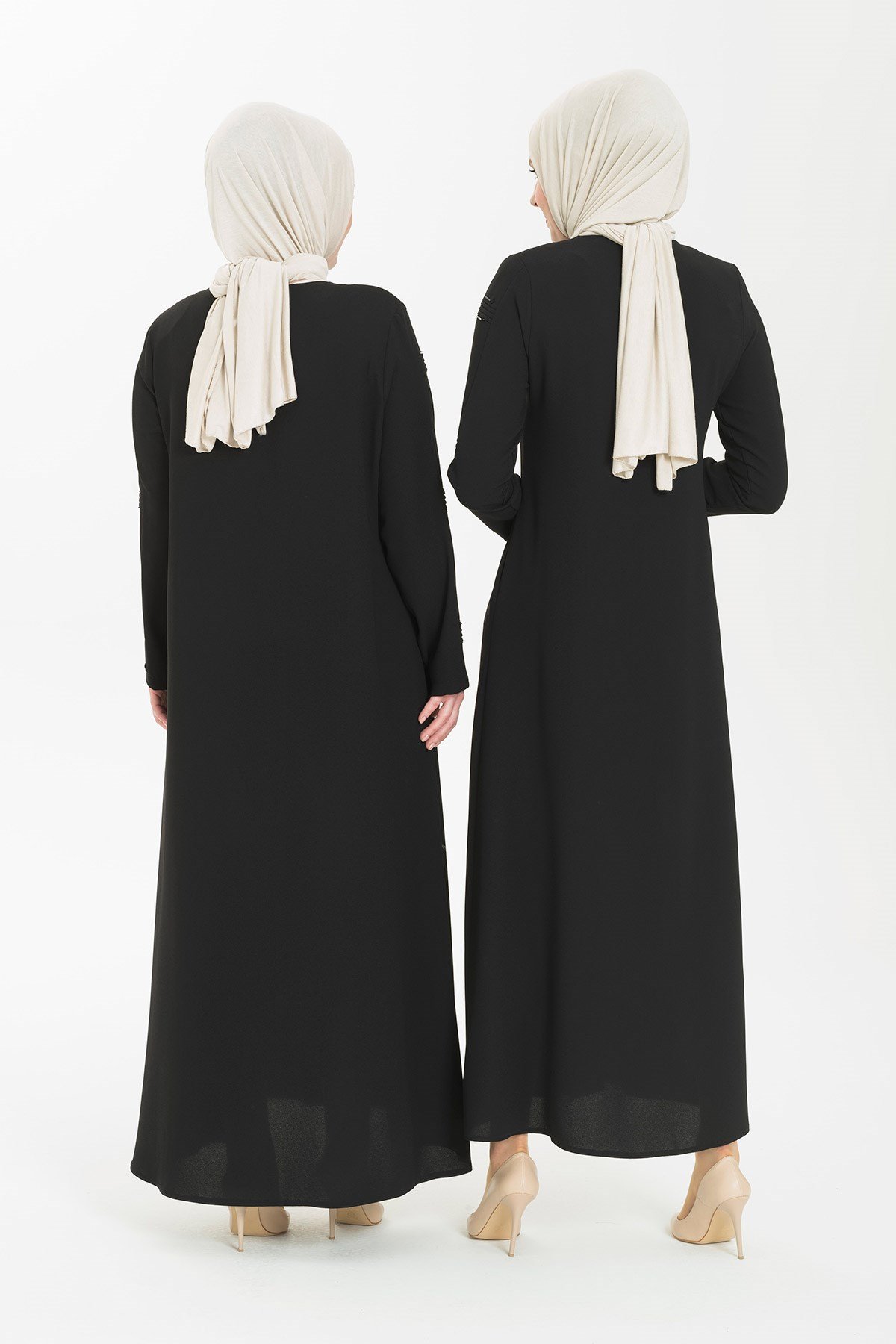 Beyza-ALİYE FERACE SİYAH KUM KREP