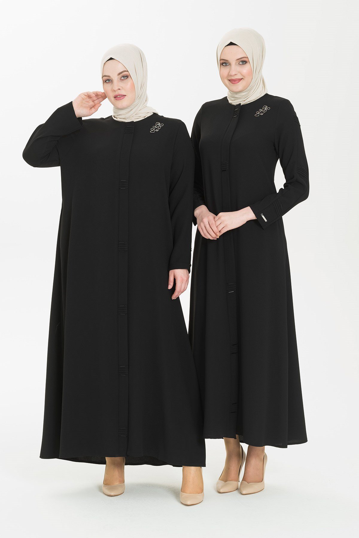 Beyza-ALİYE FERACE SİYAH KUM KREP