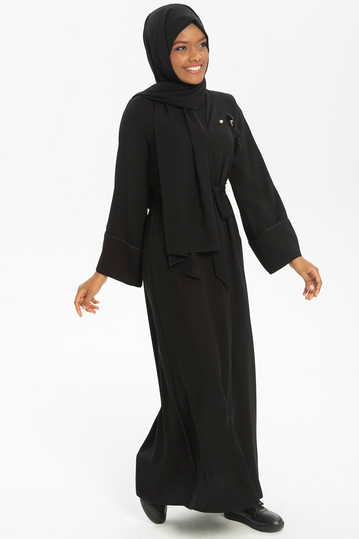 Beyza-BAYRAM ABAYA SİYAH KREP