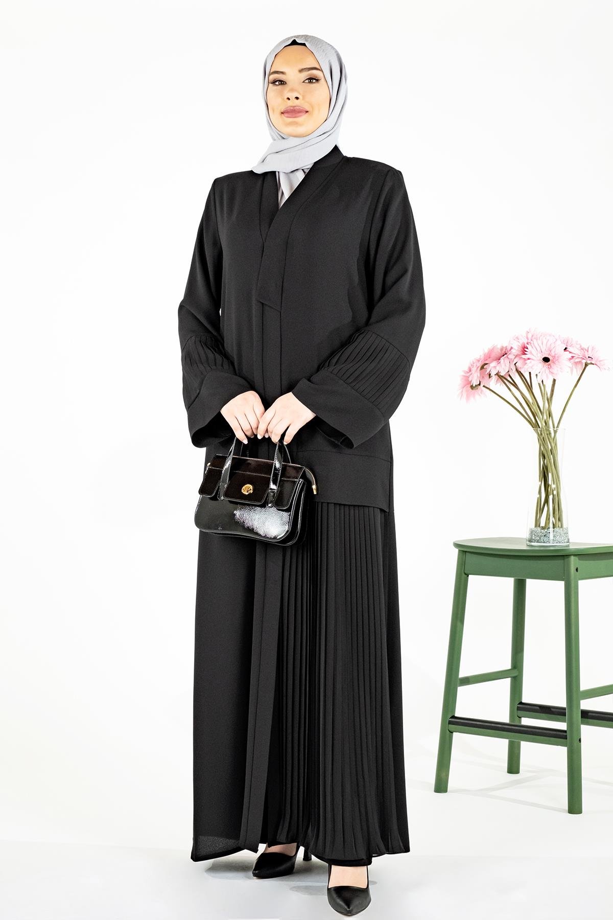 Beyza-DADAY ABAYA SİYAH KUM KREP