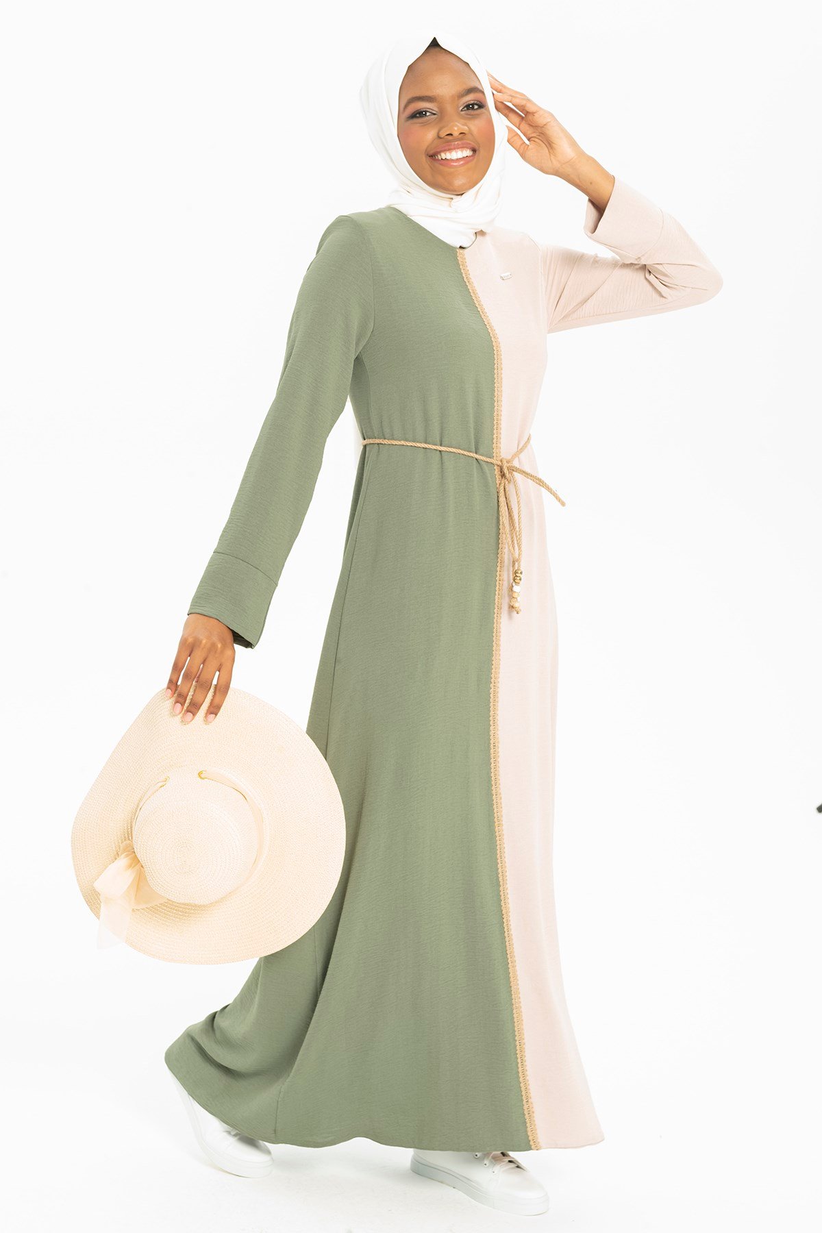 Markasız-ESMA ELBİSE MİNT ÇİZGİLİ AEROBİN