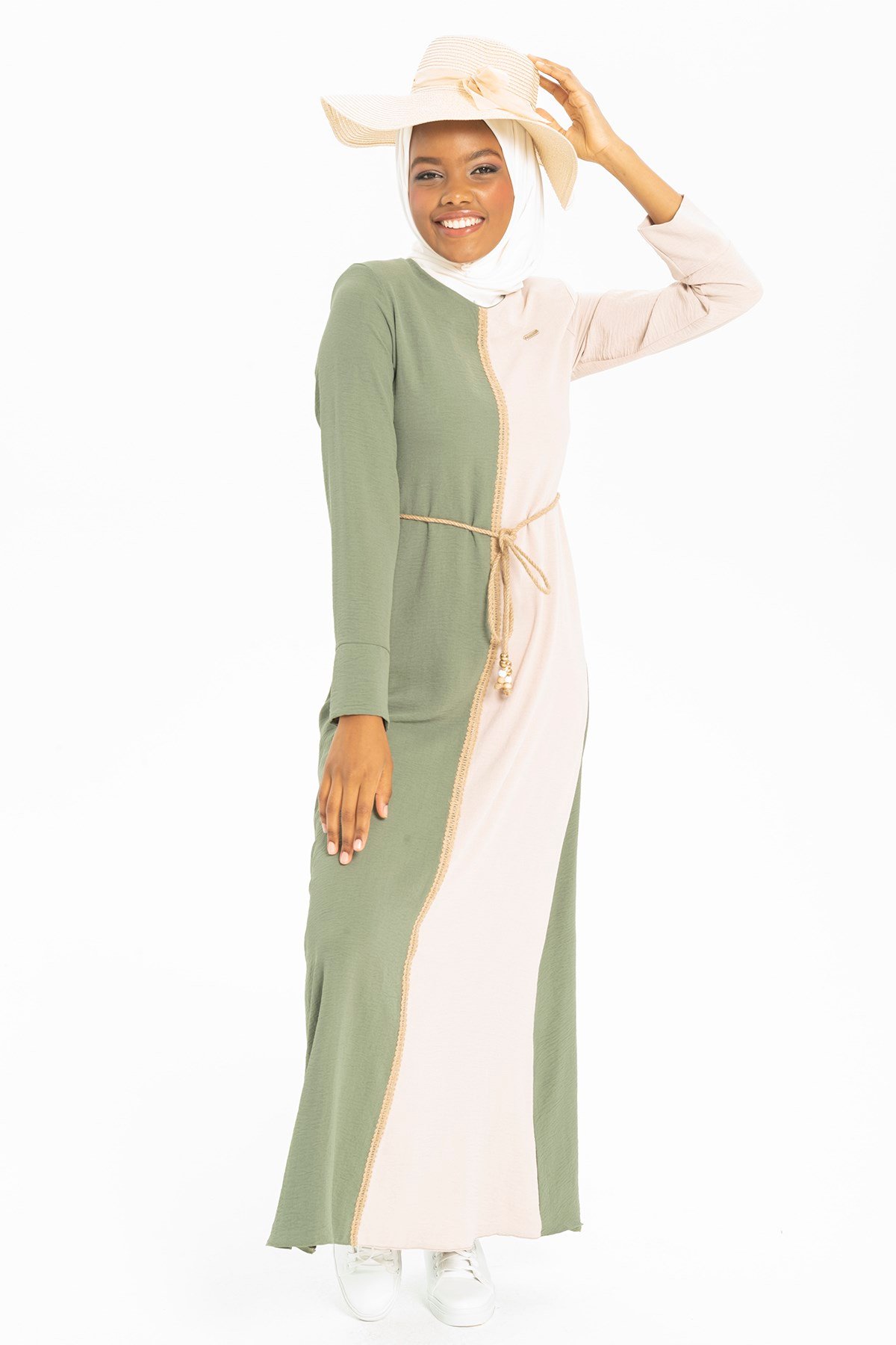 Markasız-ESMA ELBİSE MİNT ÇİZGİLİ AEROBİN