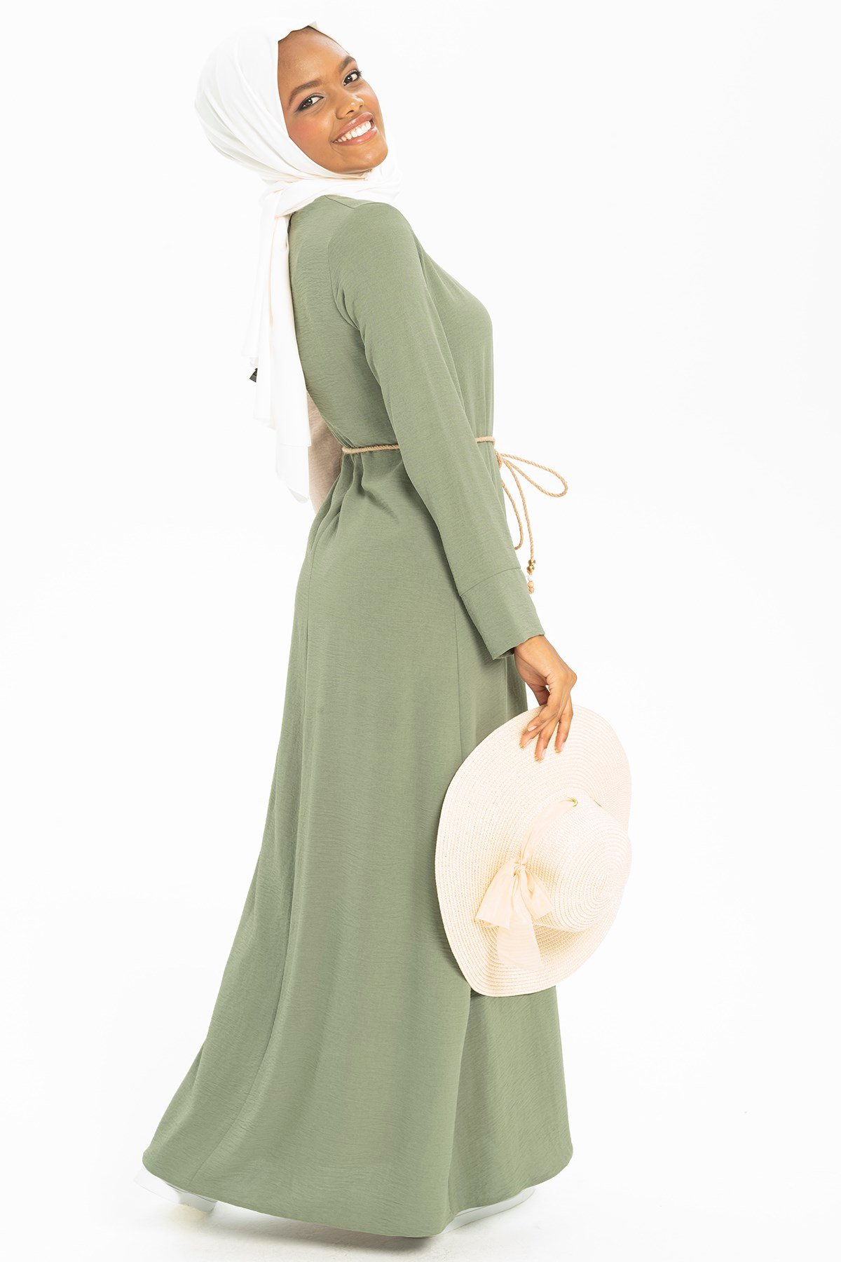 Markasız-ESMA ELBİSE MİNT ÇİZGİLİ AEROBİN