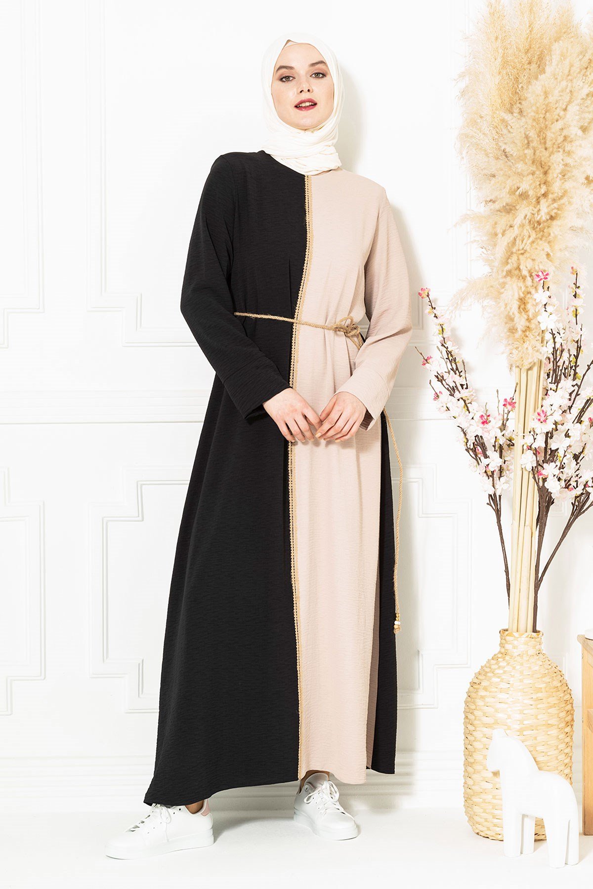 Markasız-ESMA ELBİSE SİYAH ÇİZGİLİ AEROBİN