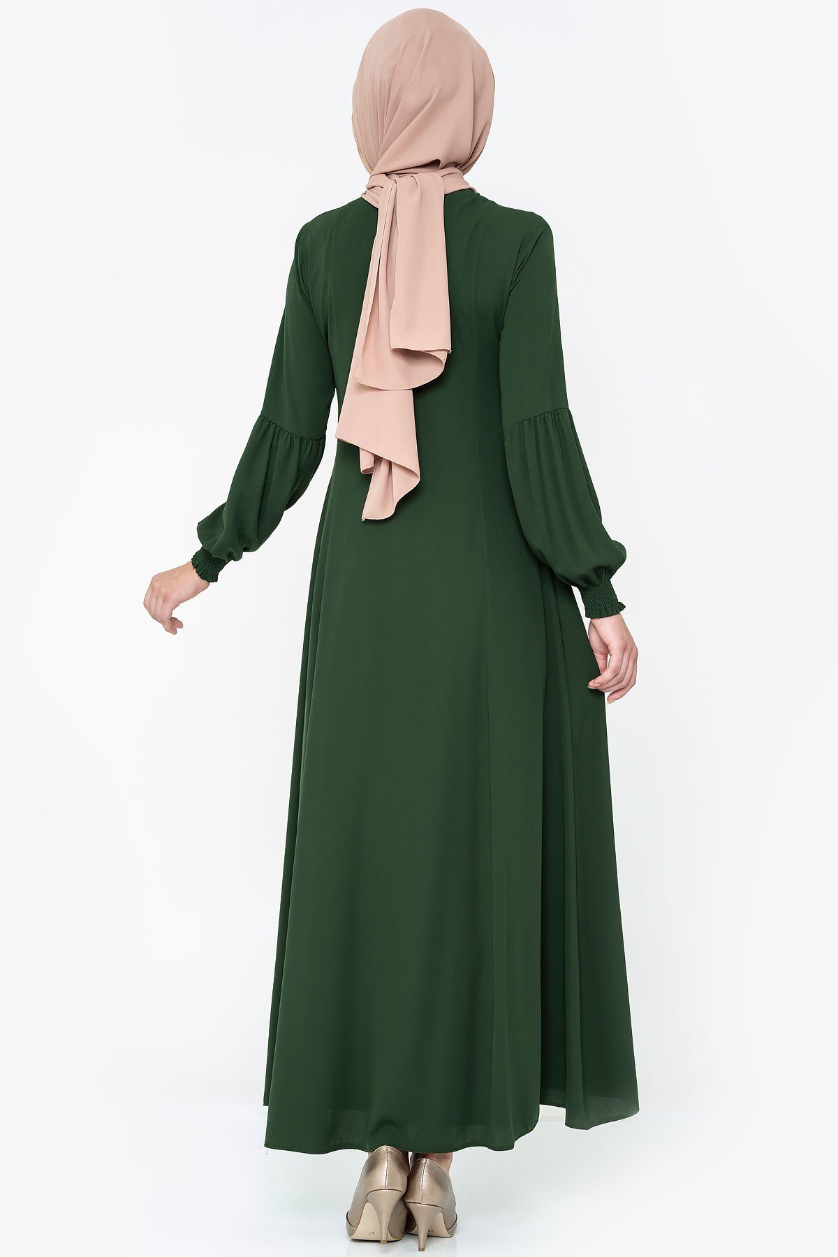 Beyza-عباءة خضراء واسعة بسحّاب