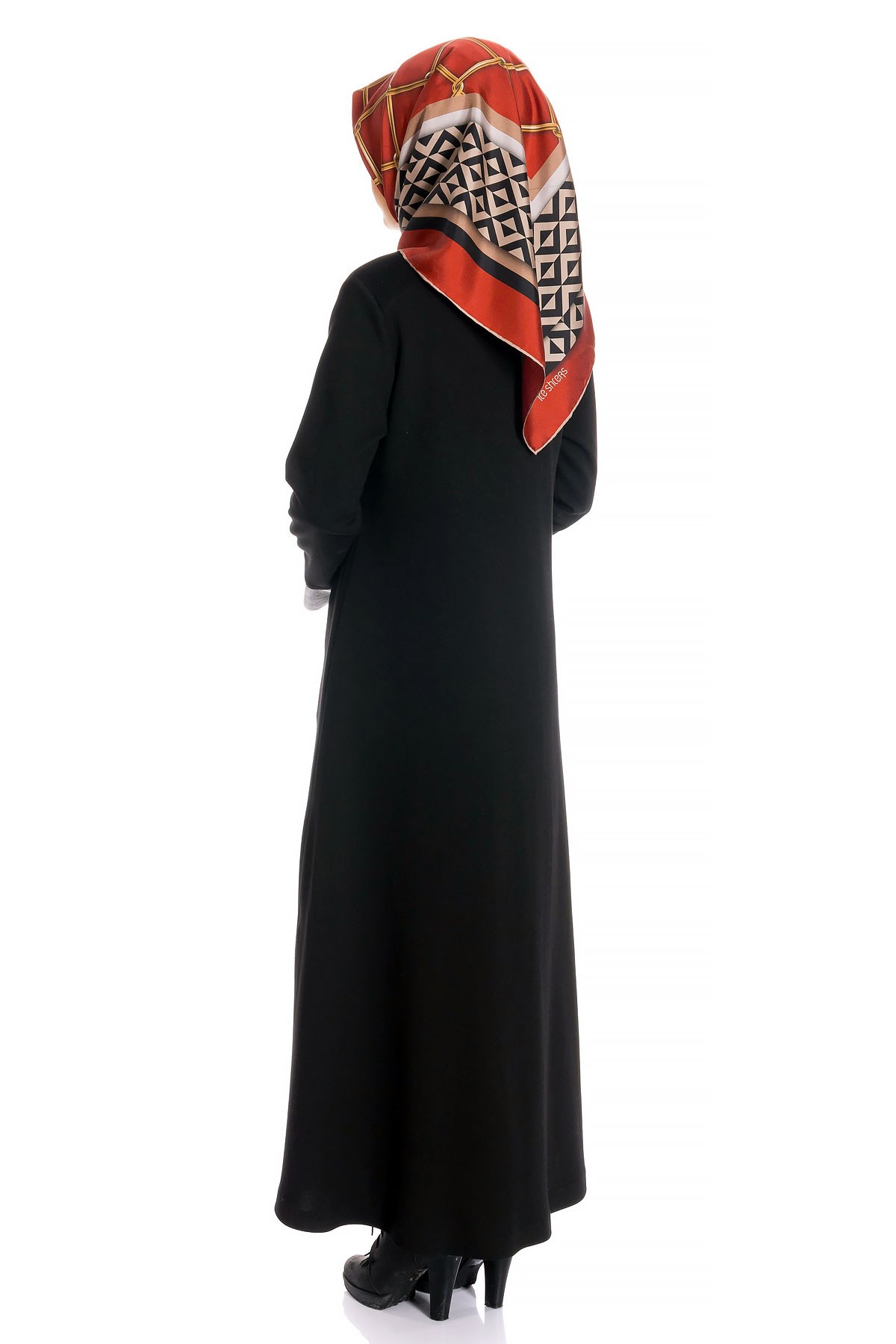 Beyza-Fermuarlı Siyah Uzun Kaşe Kaban 798