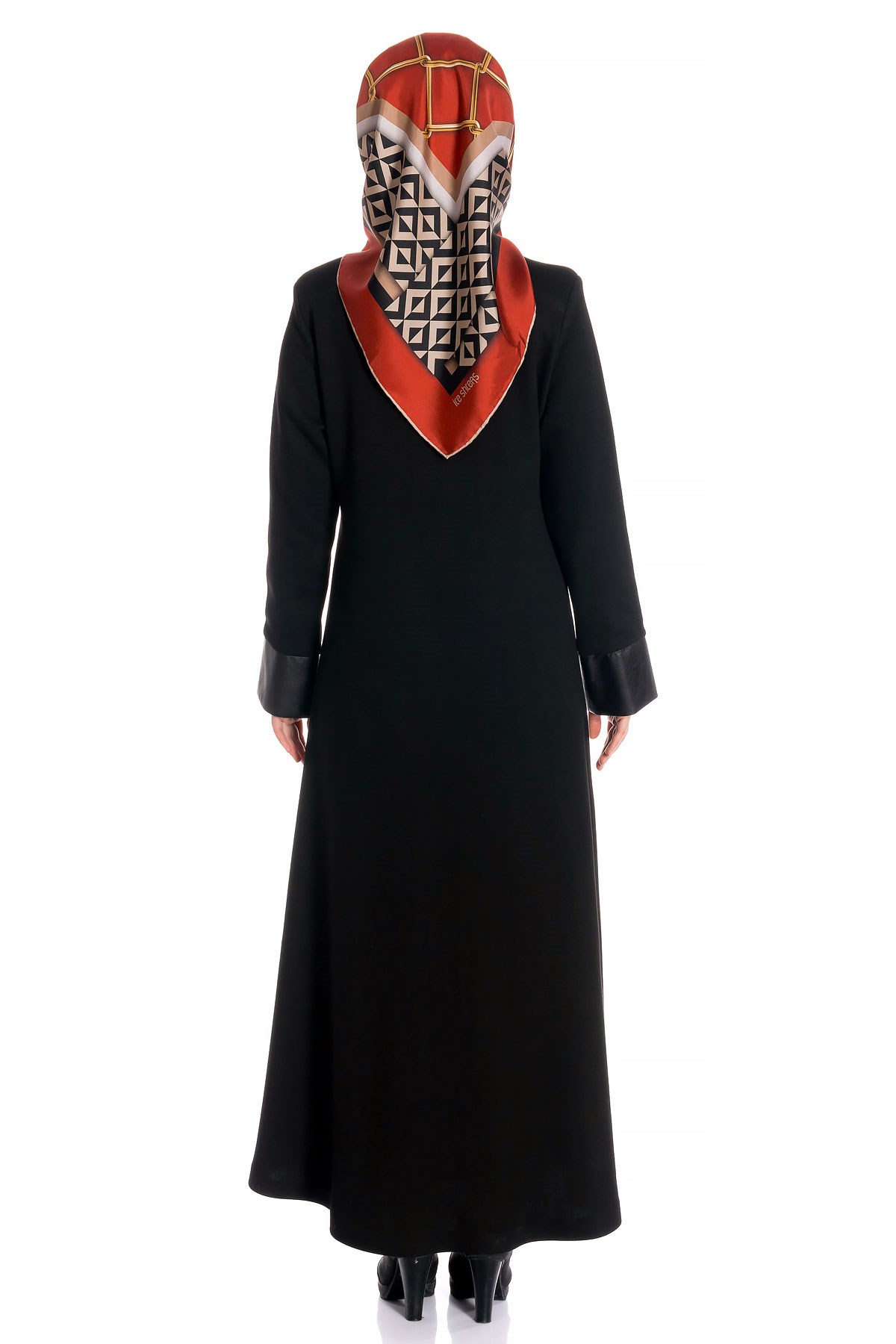 Beyza-Fermuarlı Siyah Uzun Kaşe Kaban 798