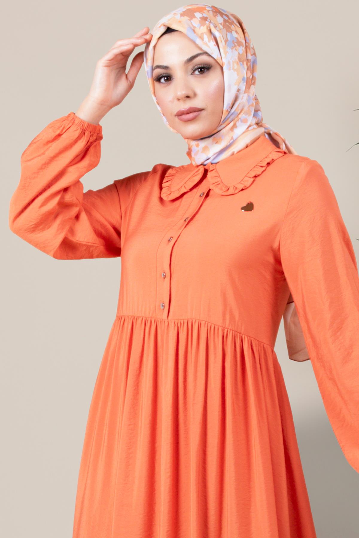 Beyza-GÖMLEK ELBİSE TURUNCU