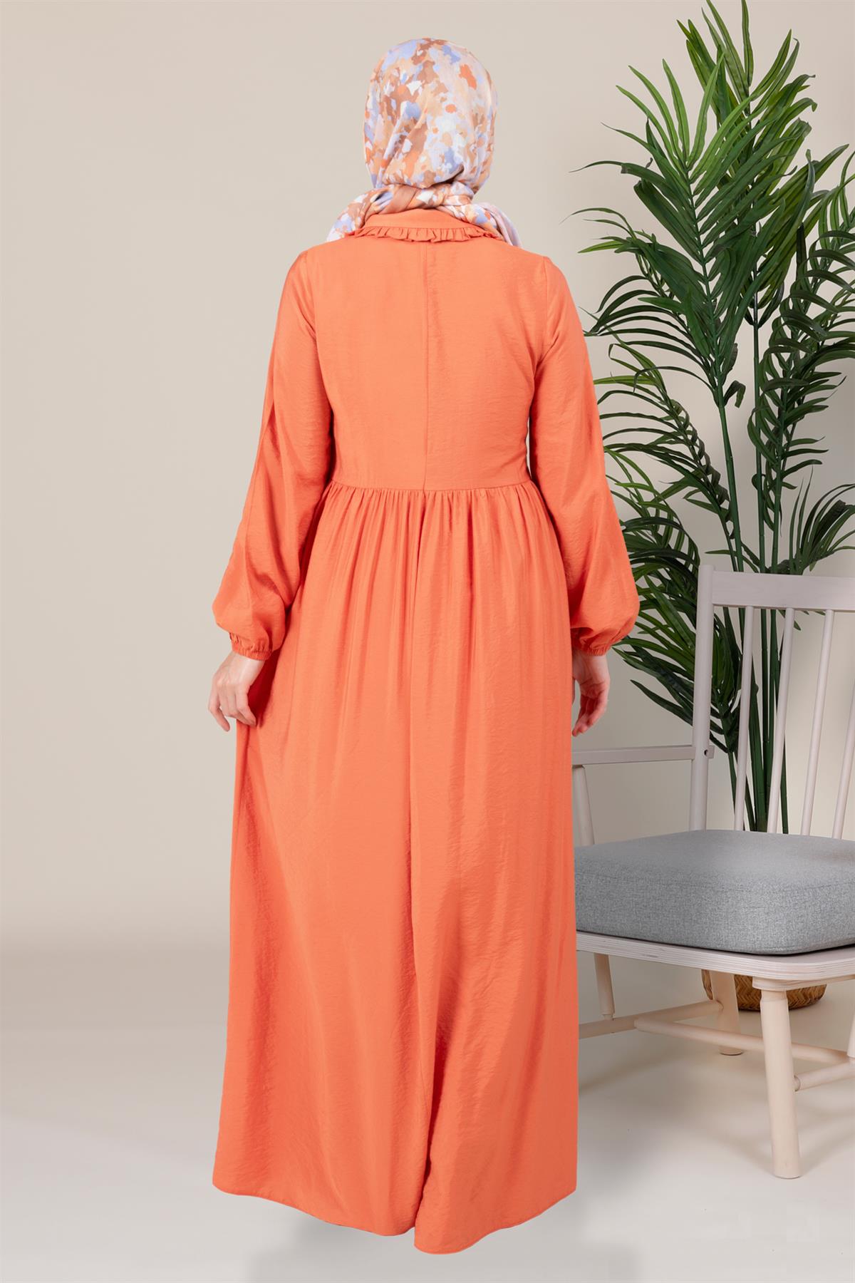 Beyza-GÖMLEK ELBİSE TURUNCU