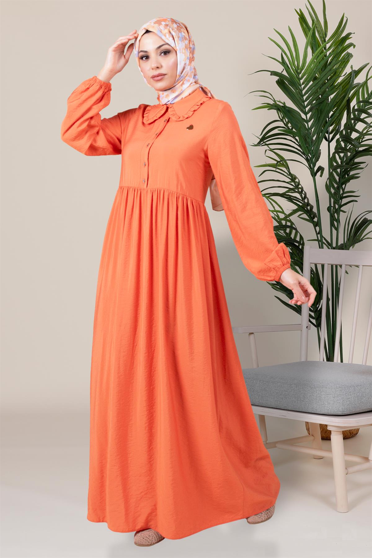 Beyza-GÖMLEK ELBİSE TURUNCU